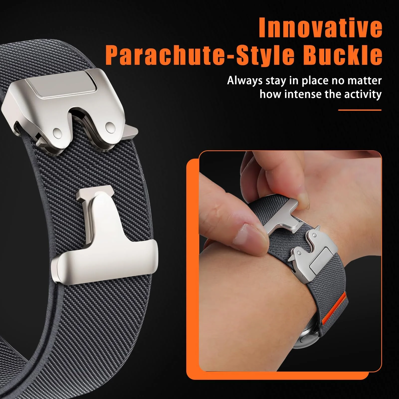 DL3 Mobilak Stretchy Nylon Strap for Apple Watch Ultra 3 2 1 Strap 49mm 46mm 45mm 44mm 42mm iWatch Straps for Men Women, Parachute Clasp Elastic Sport Band for Apple Watch Series 11 10 9 8 7 6 5 4 3 SE/2 - Blue Gray