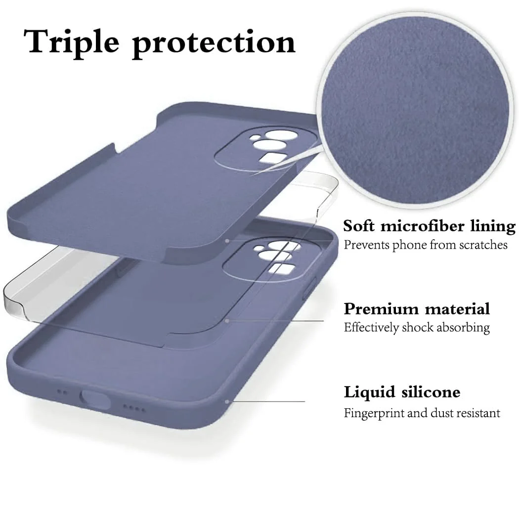 DL3 Mobilak Liquid Silicone Case for OPPO Reno 10 Pro + Plus 5G, Shock-absorbing protection, Scratch-resistant surface, Soft microfiber lining - Lavender Gray
