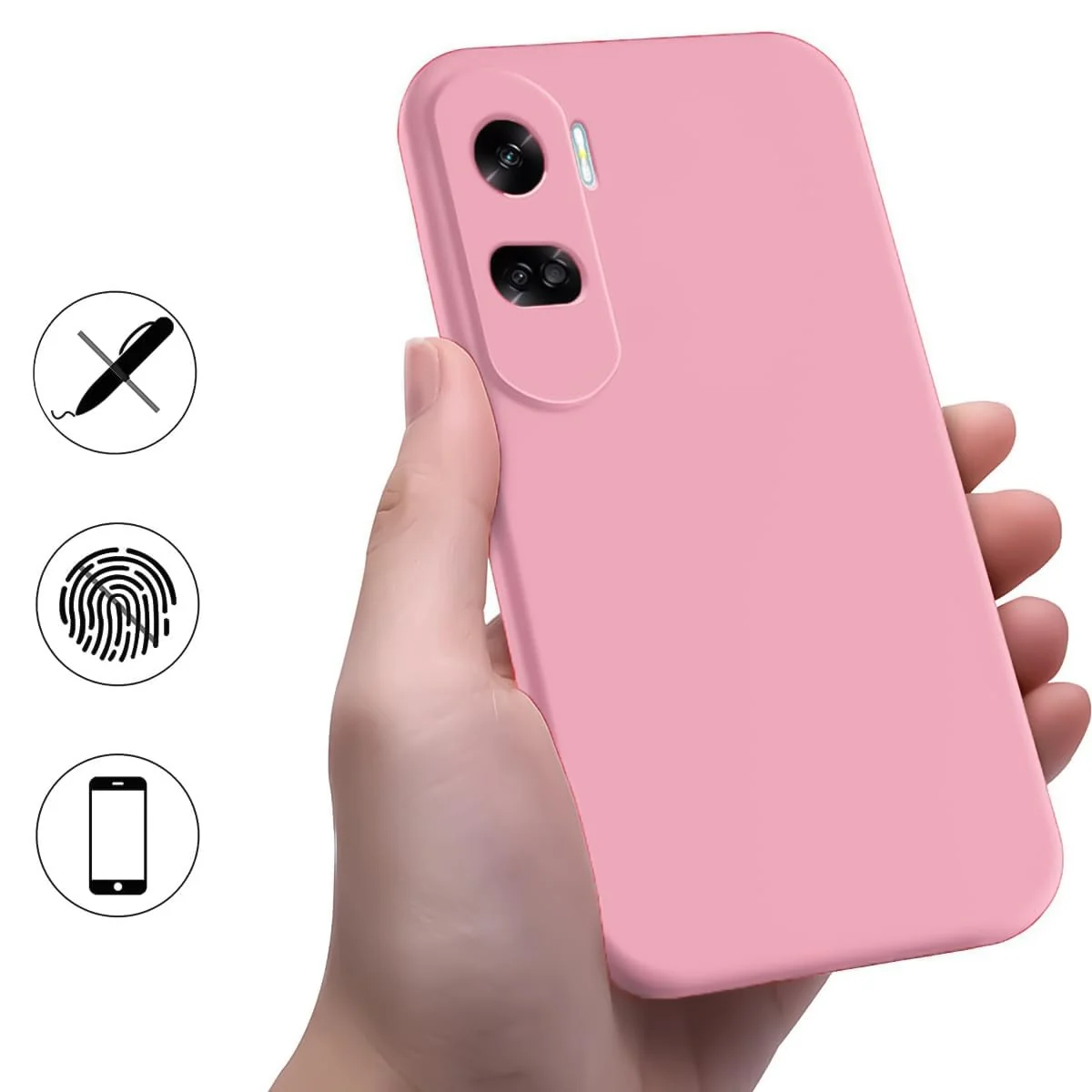DL3 Mobilak Silicone Protective Case for Honor 90 Lite, Shock-absorbing protection, Scratch-resistant surface, Soft microfiber lining - Pink