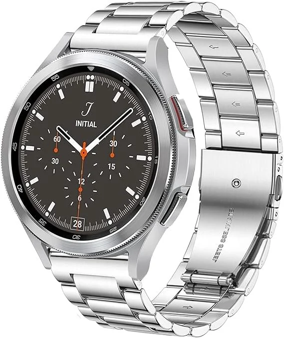 DL3 Mobilak Metal Band 20MM Strap for Samsung Gear Sport, Watch 4/5/5 Pro, S2 Classic, Active 2 40mm 44mm, Amazfit GTS 3/4/4 Mini, Bip 3/Pro/U, GTS 2 Mini/2e - Silver