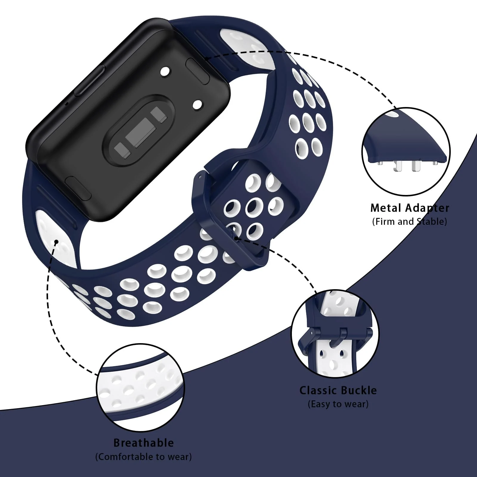 DL3 Mobilak Strap for Samsung Galaxy Fit 3 SM-R390, Women Men Armband, Two Colours Silicone Adjustable Replacement Soft Strap for Samsung Galaxy Fit 3 SM-R390 Fitness Tracker - Blue White