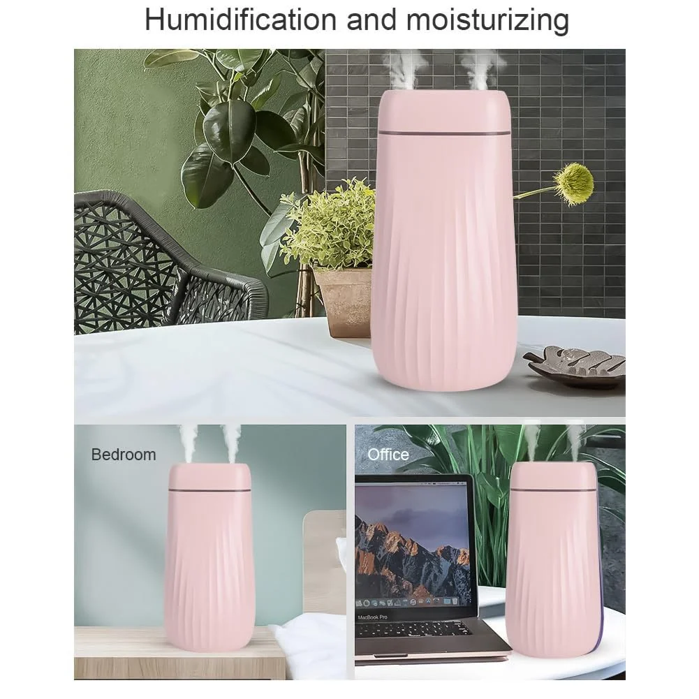 Mobigon Wood Cool Mist Ultrasonic Humidifier for Room Moisture, Aroma Diffuser for Home, 1000ml Essential Oil Diffuser with 7 Colorful Night Light, Auto Shut-Off, Home, Office - Pink