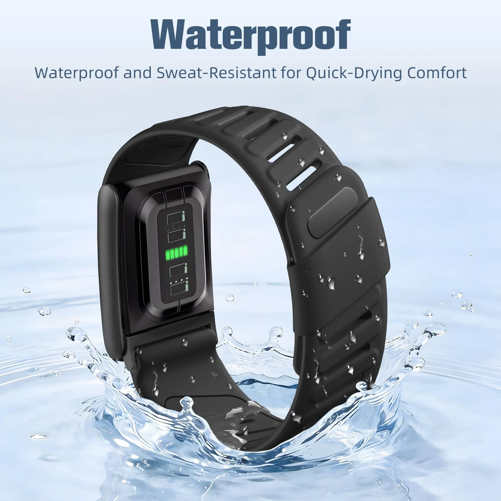 MOBIGON Breathable Silicone Sport Strap for WHOOP 5.0 One / Peak (Not Life), Black
