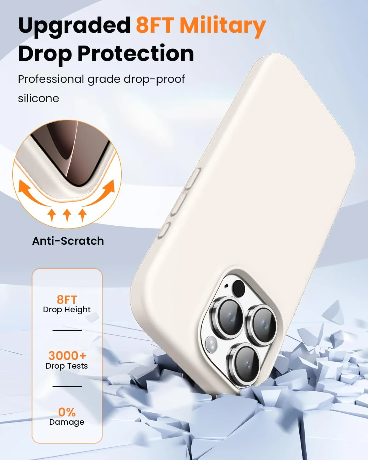 DL3 Mobilak Liquid Silicone Protective Case with Soft Microfiber Lining for iPhone 16 Pro - Cream