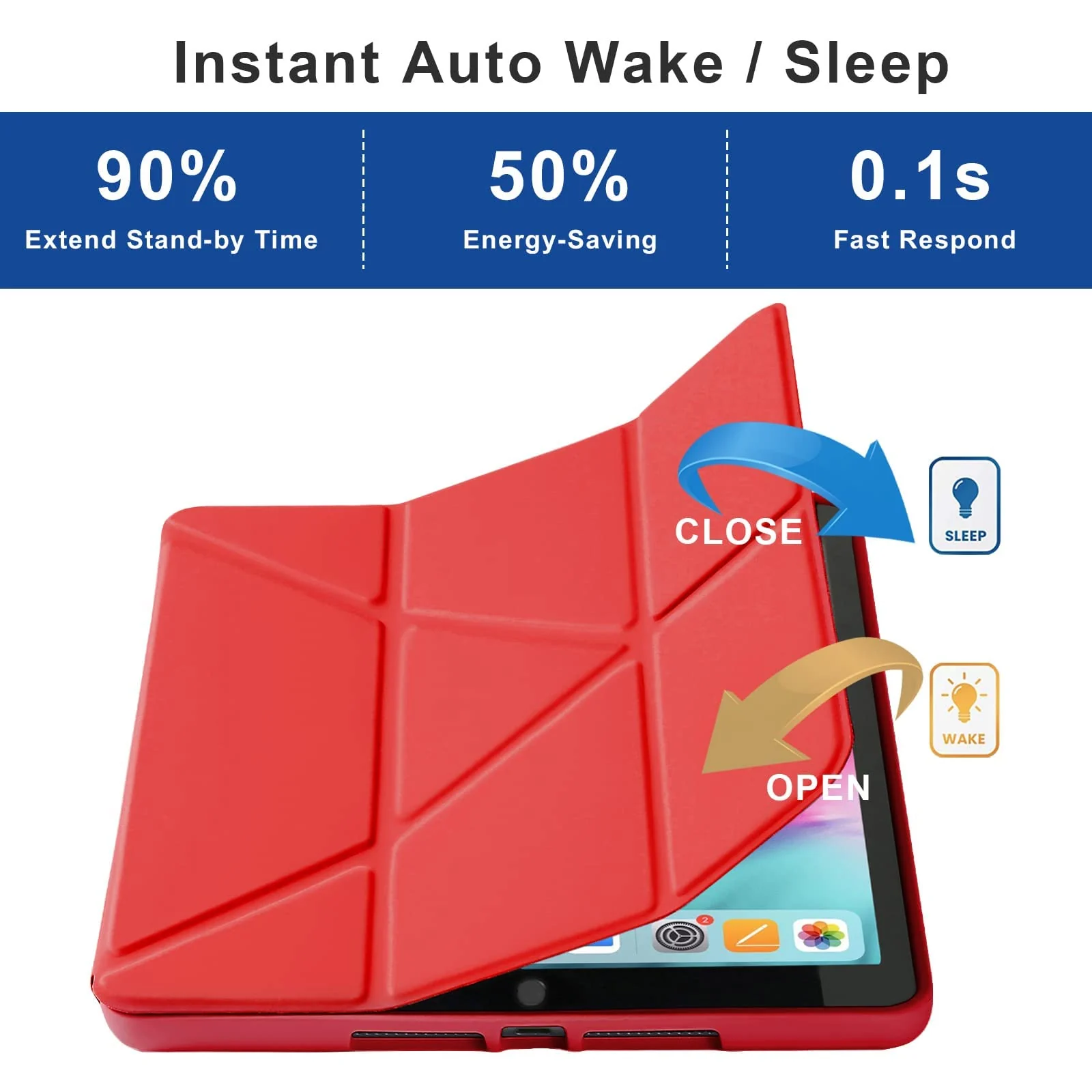 DL3 Mobilak iPad 9th/ 8th/ 7th Generation, Case for iPad 10.2-Inch 2021/2020/ 2019 with Pencil Holder, iPad 7th Gen 2019 Case with Soft Baby Skin Silicone Back, Auto Wake/Sleep Cover - A. Red