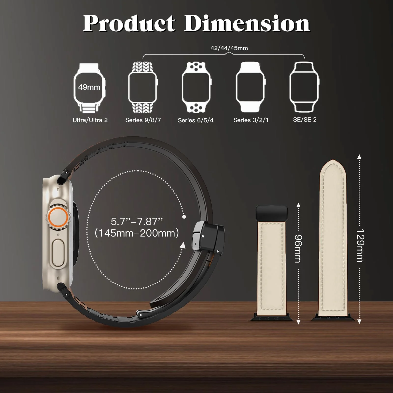 DL3 Mobilak Leather Bands Compatible with Apple Watch Band 49mm 45mm 44mm 42mm, Leather Magnetic Buckle Design Strap For iWatch Ultra Ultra 2 SE Series 9 8 7 6 5 4 3 2 1 Wristband For Men Women - Creamy White