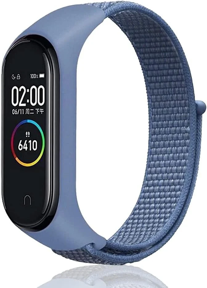 DL3 Mobilak Nylon Sport Band Compatible with Xiaomi Mi Band 7/Mi Band 6/Mi Band 5/Mi Band 4/Mi Band 3/Amazfit Band 5 for Women Men, Soft Adjustable Breathable Sport Loop Watch Strap - Blue