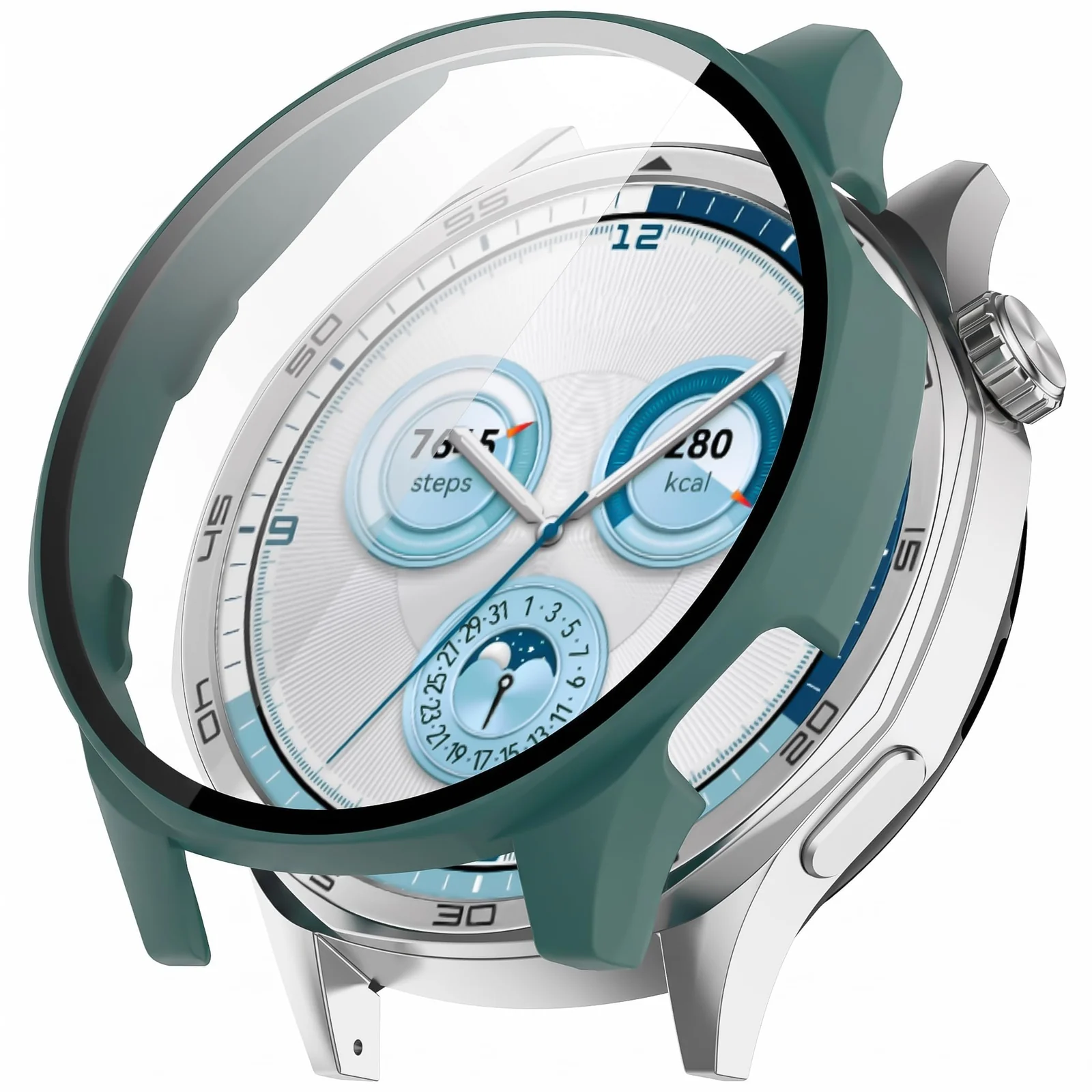 DL3 MOBILAK Full-Coverage Watch Case with Tempered Glass for Huawei Watch GT 5 46 mm, Green