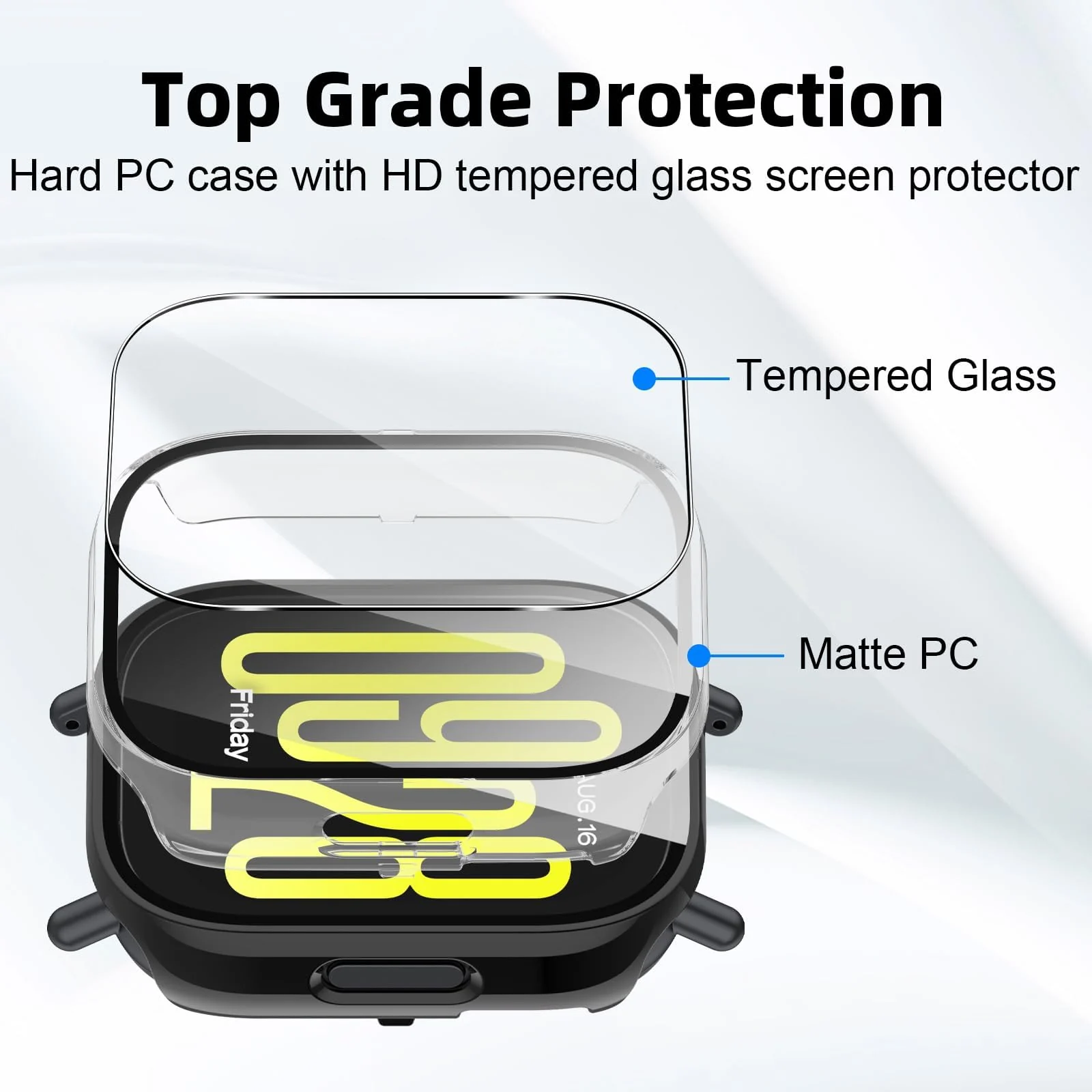 DL3 Mobilak Case with Screen Protector for Xiaomi Redmi Watch 5 Active, Bumper Full Coverage Hard PC Overall Protective Cover, Built-in Tempered Glass Film High Sensitivity - Clear