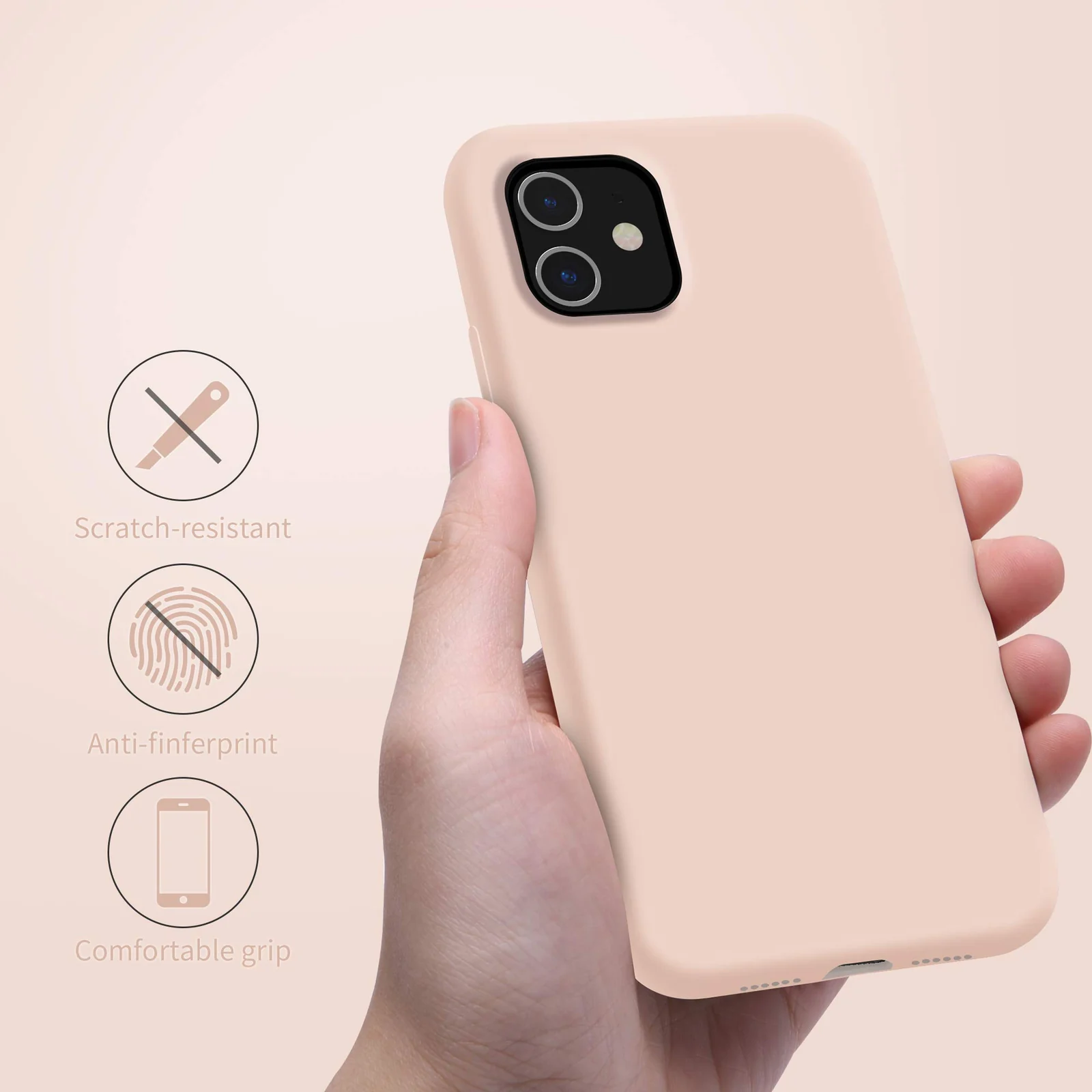 DL3 Mobilak Liquid Silicone Protective Case for iPhone 11 (6.1 Inch) with Camera Protection and Microfiber Lining - Pink Sand