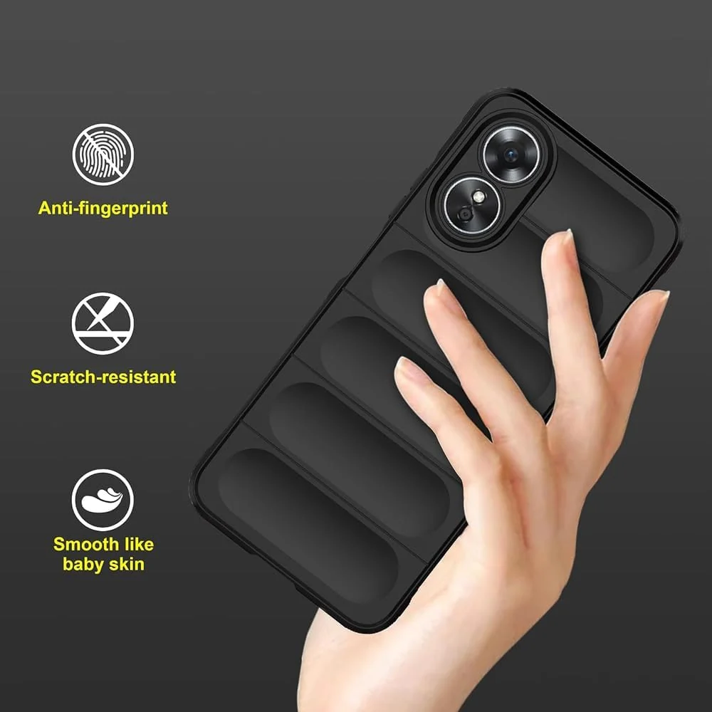 DL3 Mobilak Soft Silicone Protective Case for OPPO A38 4G / OPPO A18 4G with Camera Protection and Shockproof Design - Black