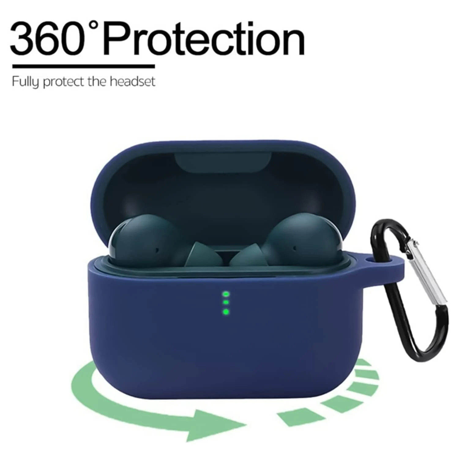 DL3 Mobilak Silicone Cover Case Compatible with Treblab X1, QCY T10/T10 Pro, QCY T11/T11S True Portable Protective Case Cover With Hook - Blue