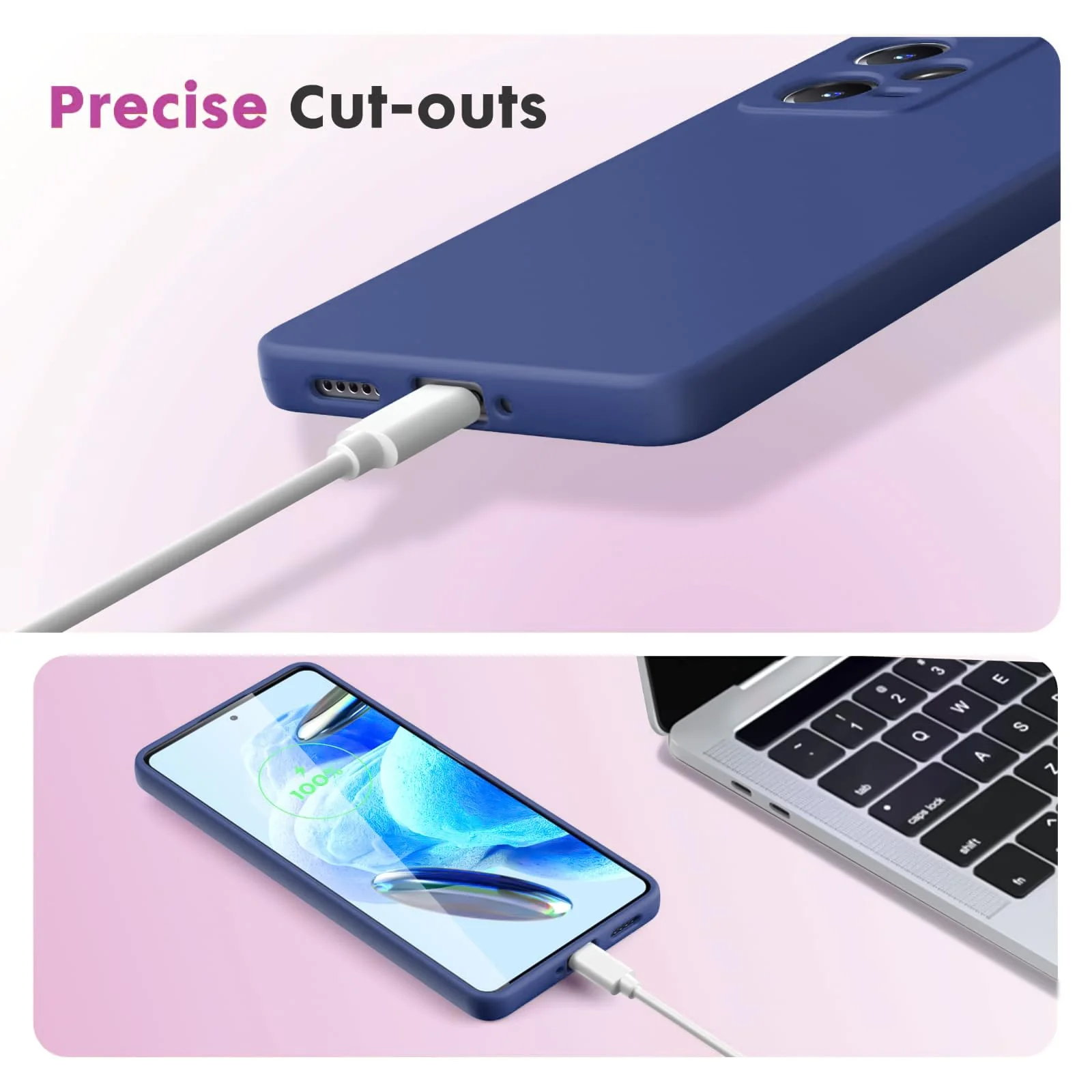 DL3 Mobilak Silicone Protective Case for Xiaomi Redmi Note 12 Pro + / 12 pro plus 5G, Shock-absorbing protection, Scratch-resistant surface, Soft microfiber lining - Blue
