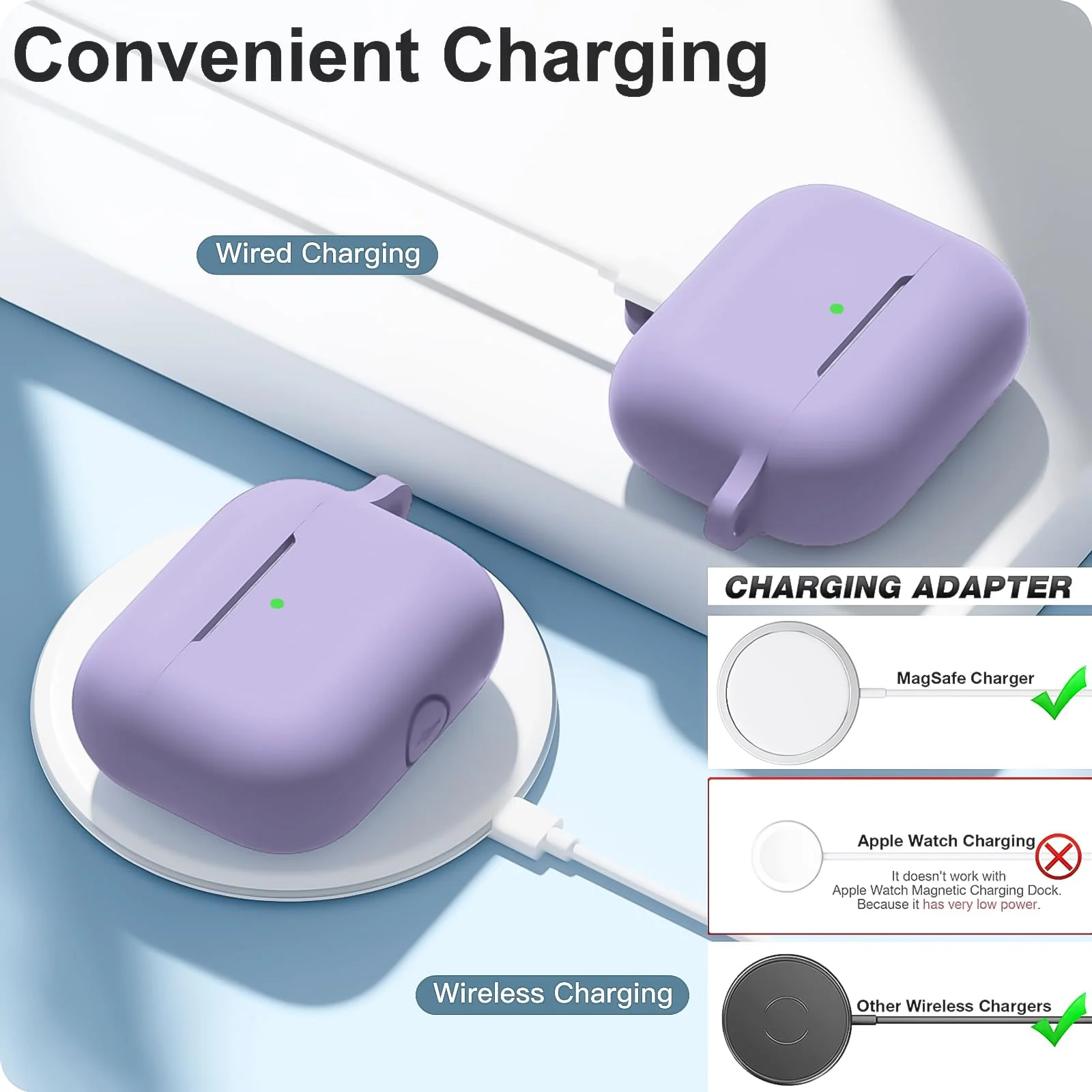 DL3 Mobilak AirPods Pro Case Cover, Silicone Protective Charging Case Skin with Keychain Compatible with Apple AirPods Pro Case for Women Men, Wireless Charging, Front LED Visible - Banana Purple