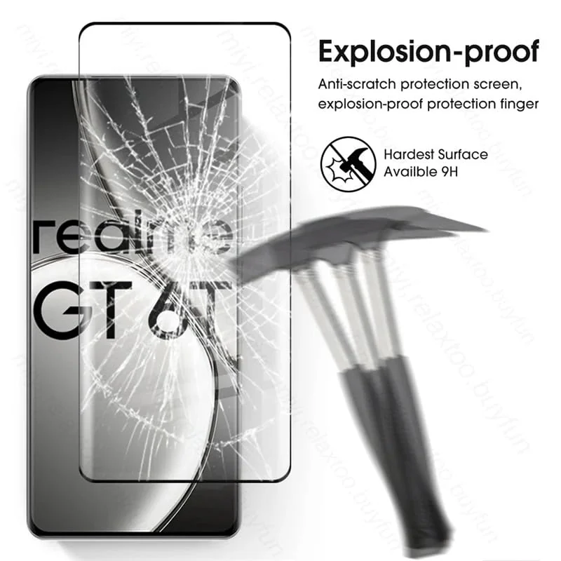 DL3 Mobilak Screen Protector for realme GT 6/realme GT 6T, Tempered Glass Screen Saver Premium HD Protective, Scratch Resistant, NO-Bubble, 9H Hardness, Full Coverage Film - Clear