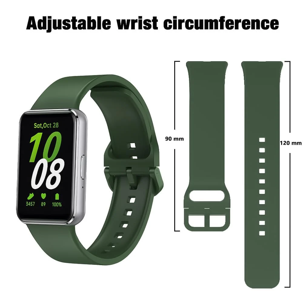 DL3 Mobilak Compatible with Samsung Galaxy Fit 3 Band, Adjustable Length Wristband Bracelet Soft Silicone Accessory Replacement Strap for Samsung Galaxy Fit 3 for Women Men - Green