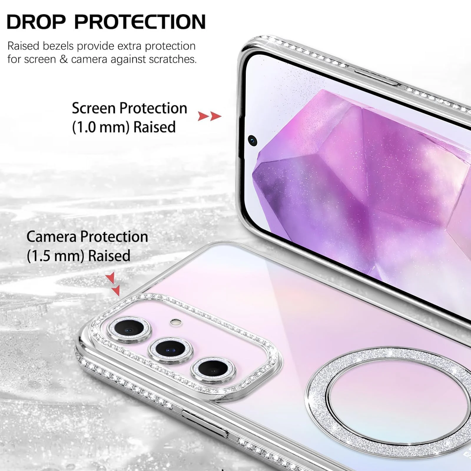 DL3 Mobilak MagSafe-Compatible Magnetic Case for Samsung Galaxy A17 with Camera Protection and Magnetic Car-Mount Support - Silver