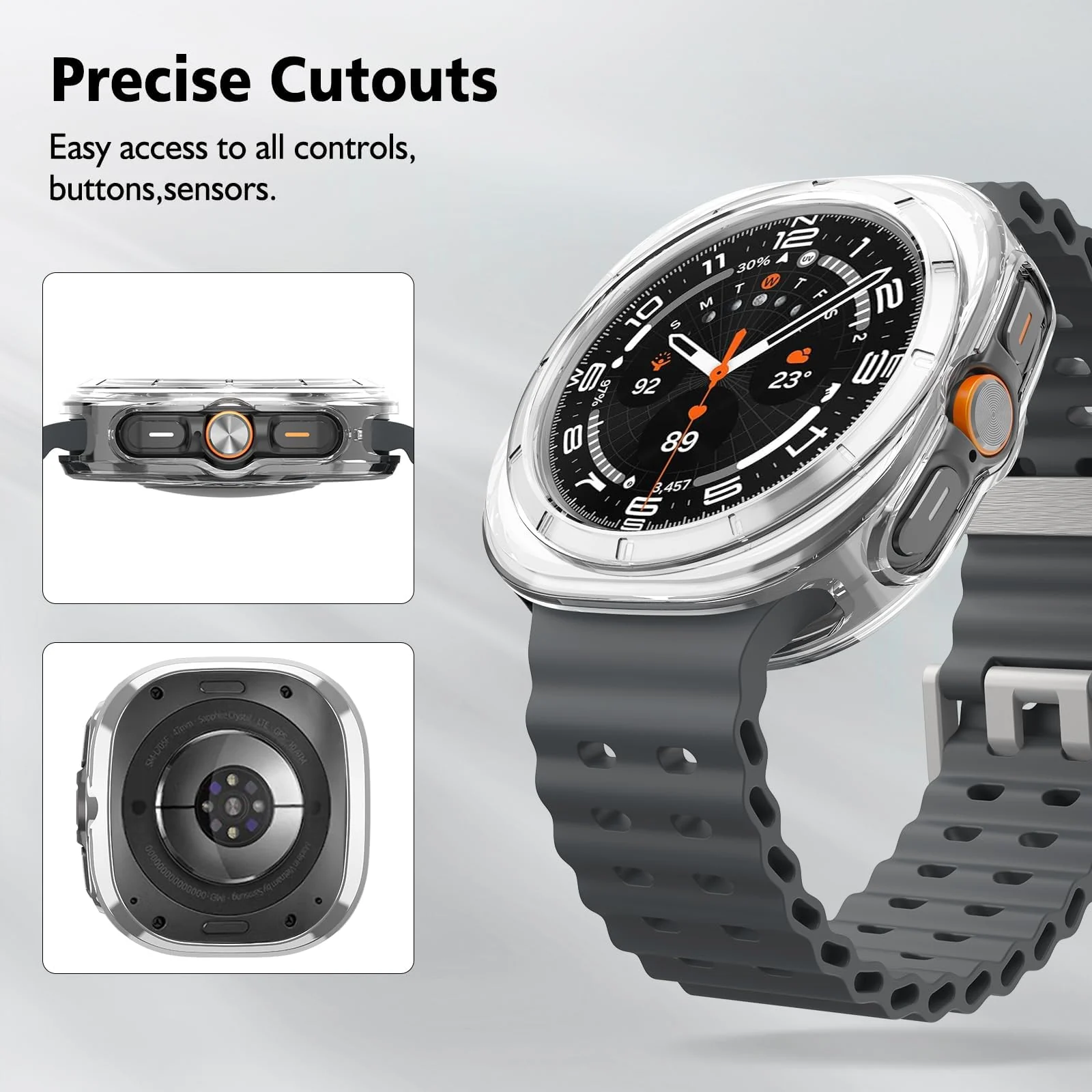 DL3 Mobilak Case Compatible with Samsung Galaxy Watch Ultra 2025/Galaxy Watch 7 Ultra 2024 47mm, Premium Soft TPU Slim Plated Protective Bumper Shell Cover Without Screen Protector - Clear