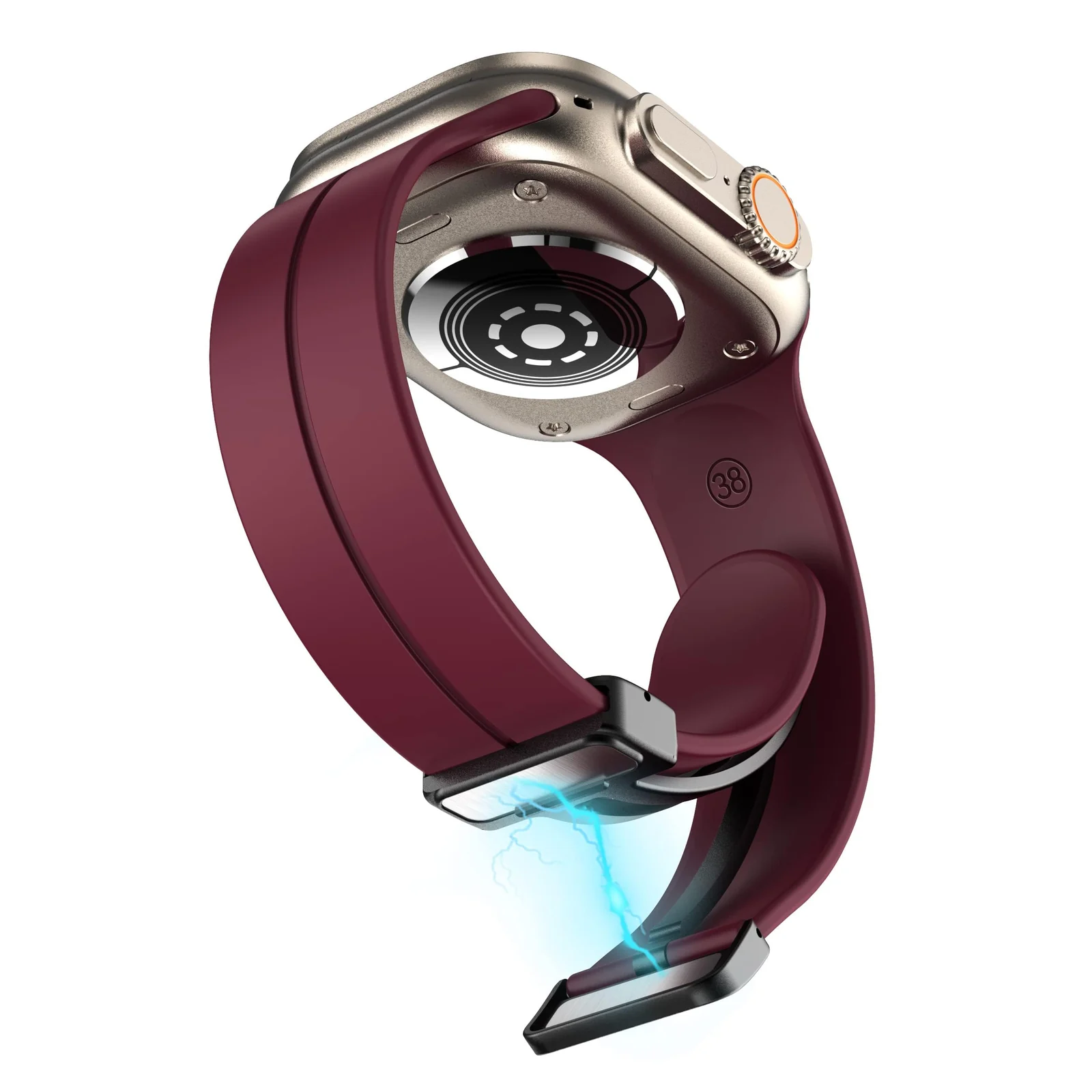 DL3 Mobilak Magnetic Bands for Apple Watch Ultra/Ultra 2 Band 49mm 45mm 44mm 42mm 41mm 40mm 38mm, Soft Sport Silicone Strap for iwatch Series 9/8/7/6/5/4 (Wine Red, 42mm/44mm/45mm/49mm), unisex-adult - Black