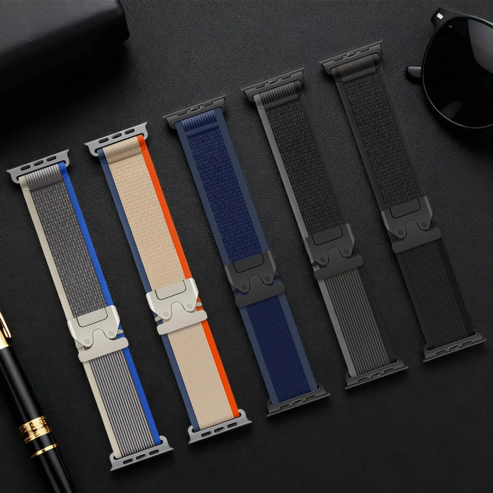 DL3 Mobilak Stretchy Nylon Strap for Apple Watch Ultra 3 2 1 Strap 49mm 46mm 45mm 44mm 42mm iWatch Straps for Men Women, Parachute Clasp Elastic Sport Band for Apple Watch Series 11 10 9 8 7 6 5 4 3 SE/2 - Blue | Gray