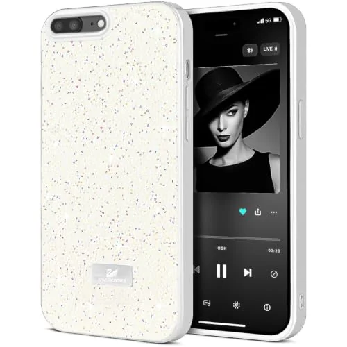 DL3 Mobilak Glitter Rhinestone Protective Case for iPhone 7 Plus / iPhone 8 Plus with Shockproof Design - White