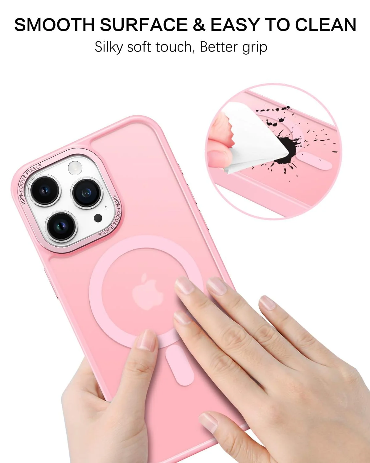 DL3 Mobilak Case for iPhone 13 Pro Max 6.7-inch Magnetic Translucent Matte Phone Cases [Compatible with MagSafe] Thin Slim Fit Shockproof Hard Protective Cover for Men Girls - Pink