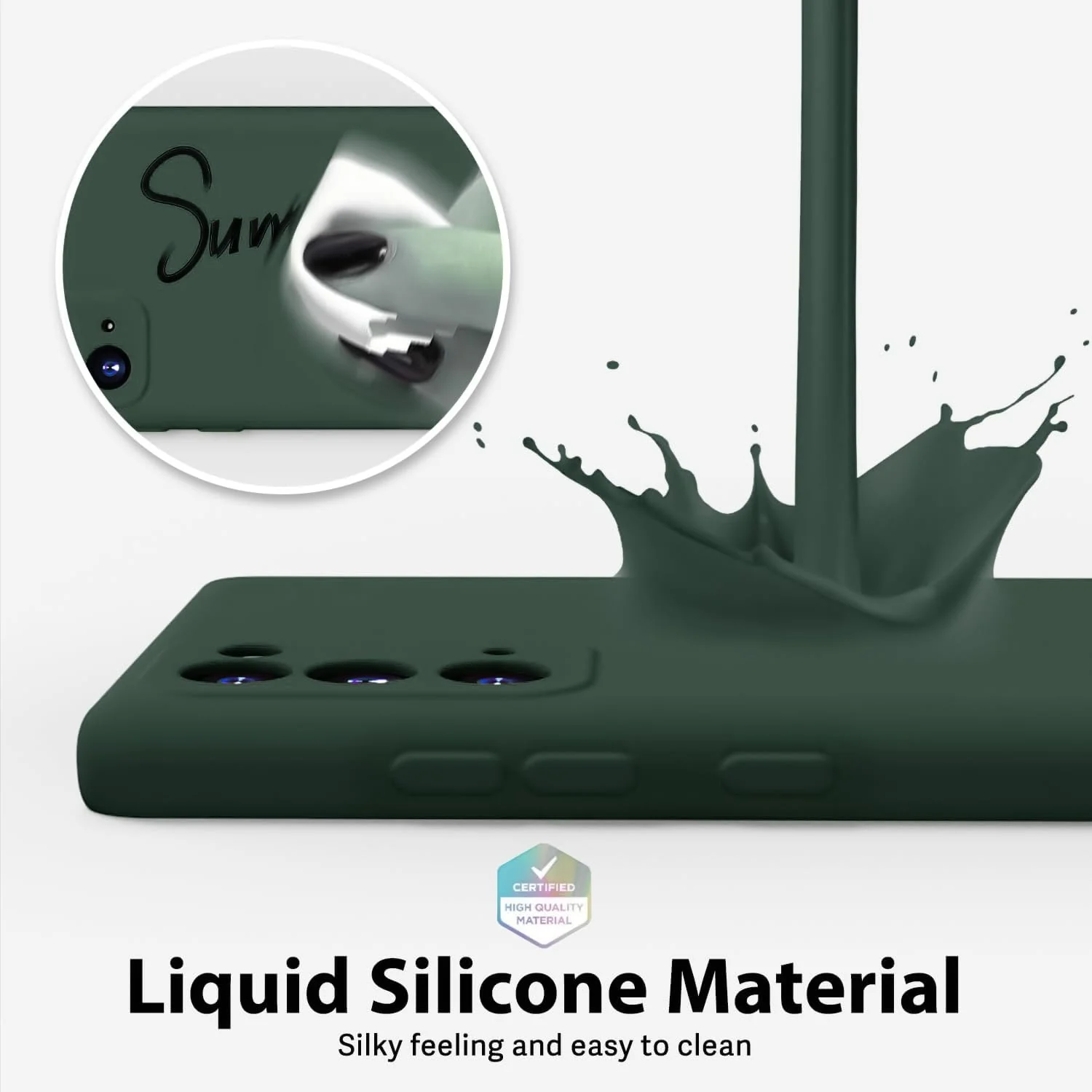 "DL3 Mobilak Liquid Silicone Protective Case for Samsung Galaxy Note 20 5G (6.7"") with Microfiber Lining and Shockproof Design - Green"