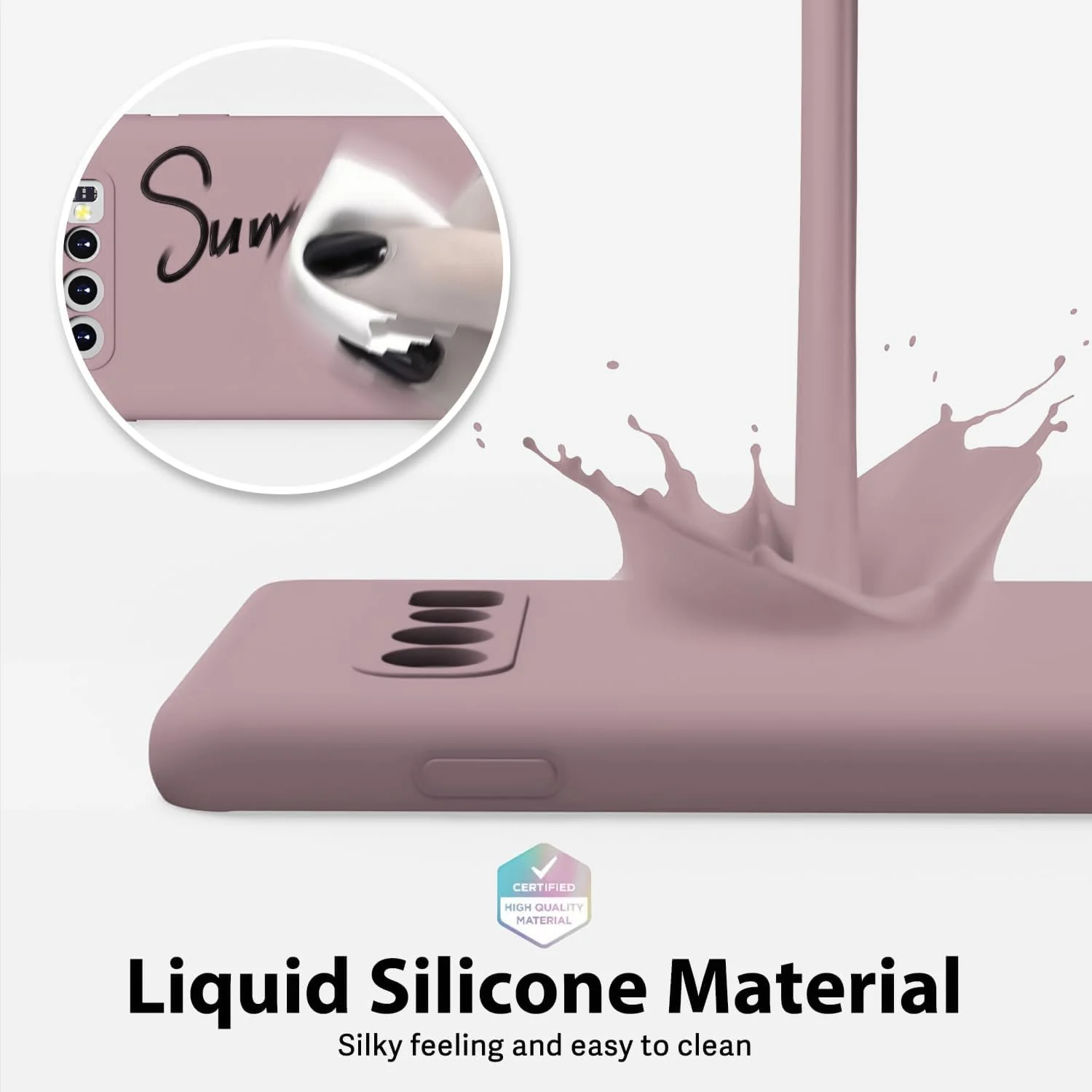 DL3 Mobilak Liquid Silicone Protective Case with Soft Microfiber Lining with Full Camera Protection for Samsung Galaxy S10+ Plus - Cashmere