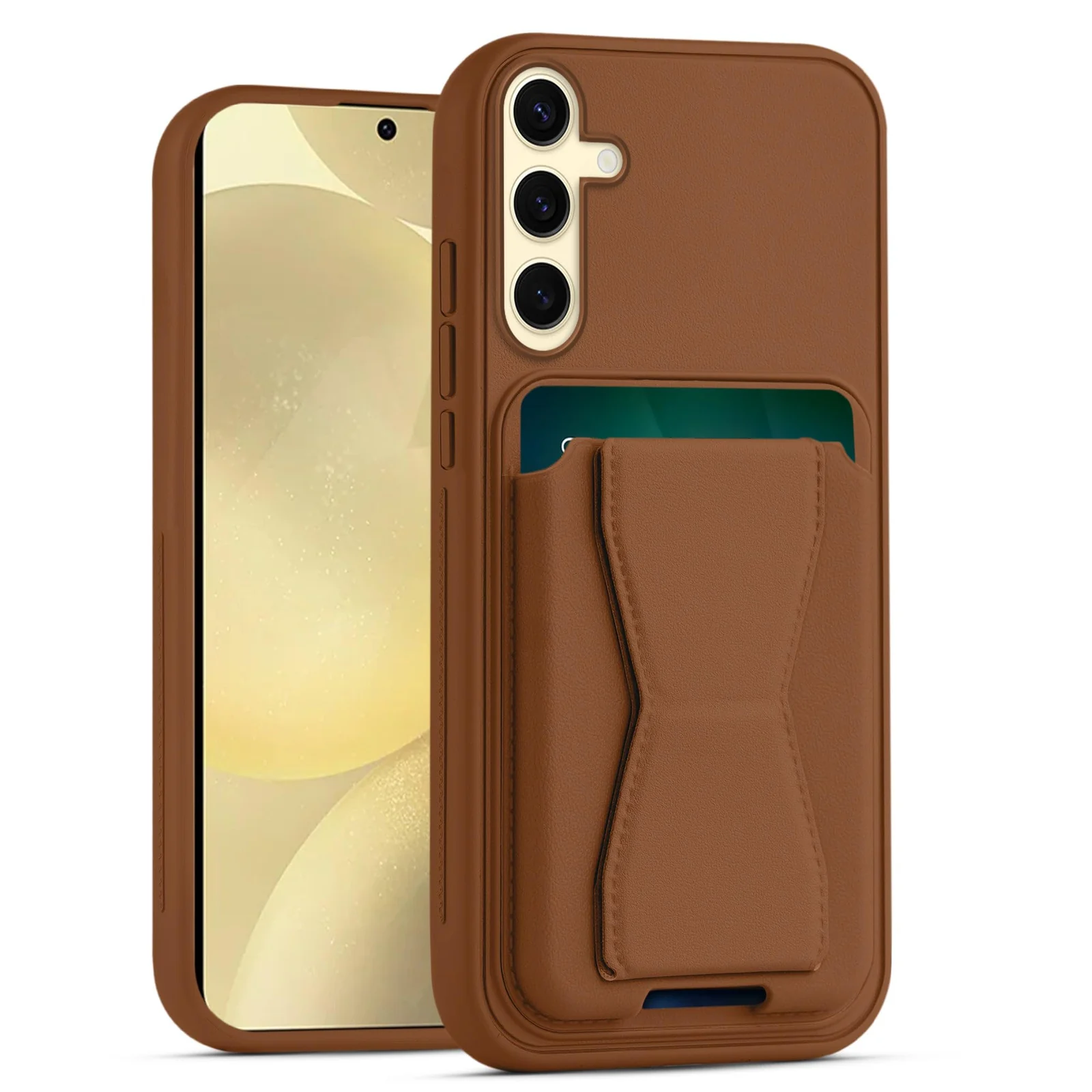 Dl3 Mobilak Leather Wallet Case Compatible with Samsung Galaxy A25, Leather Back Cover With TPU Frame, Shockproof Protective Phone Case with Card Holder Stand - Brown
