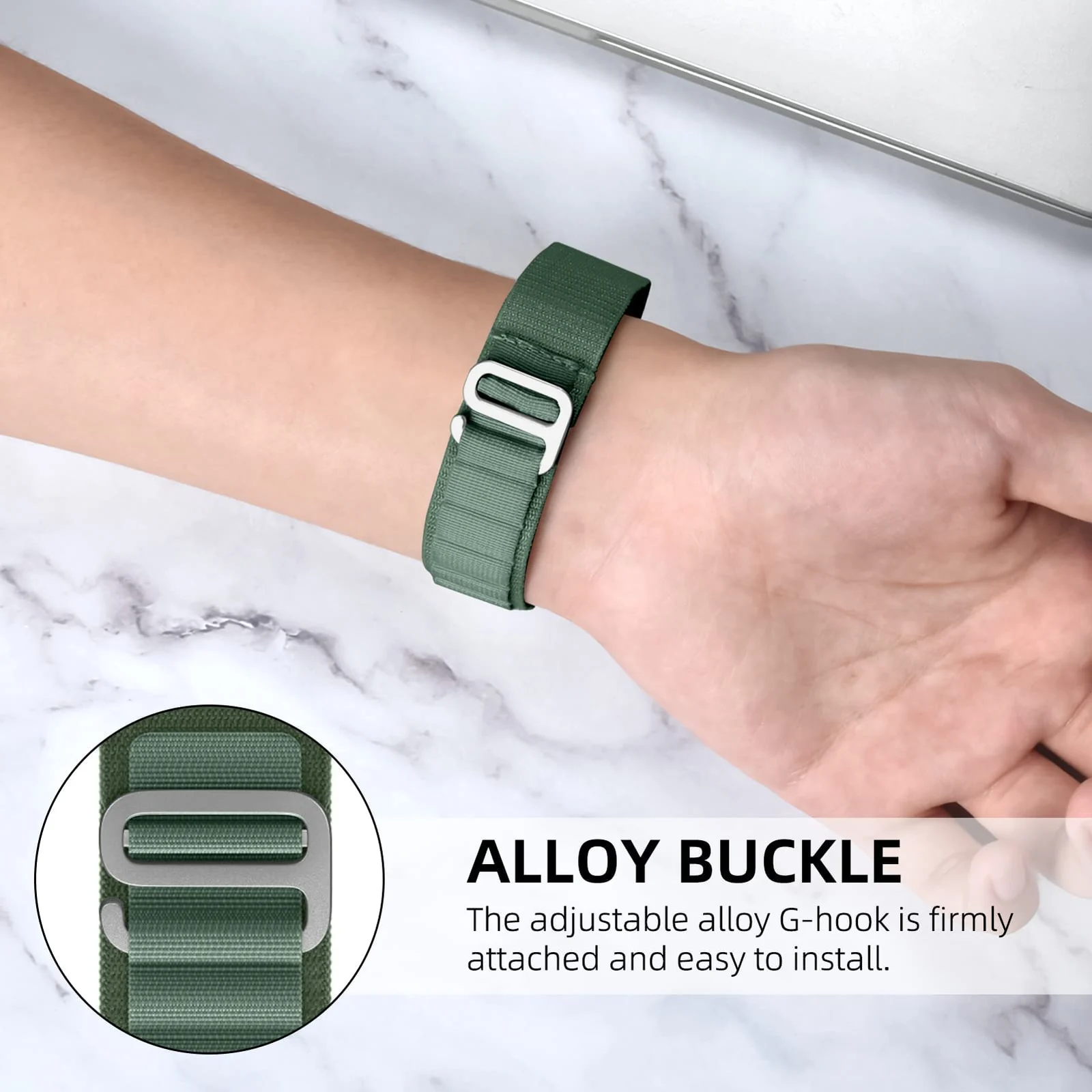 DL3 Mobilak Alpine Loop Band Sport Nylon 22MM For Samsung Galaxy Watch 3 45mm/Watch 46mm/Gear S3/Huawei watch GT4 46MM/GT3 46MM/Watch 3&4/Watch 3&4 Pro/GT2E/GT2 Pro/GT2 46MM/Amazfit GTR 2/2e/3/3 Pro/4 - Green