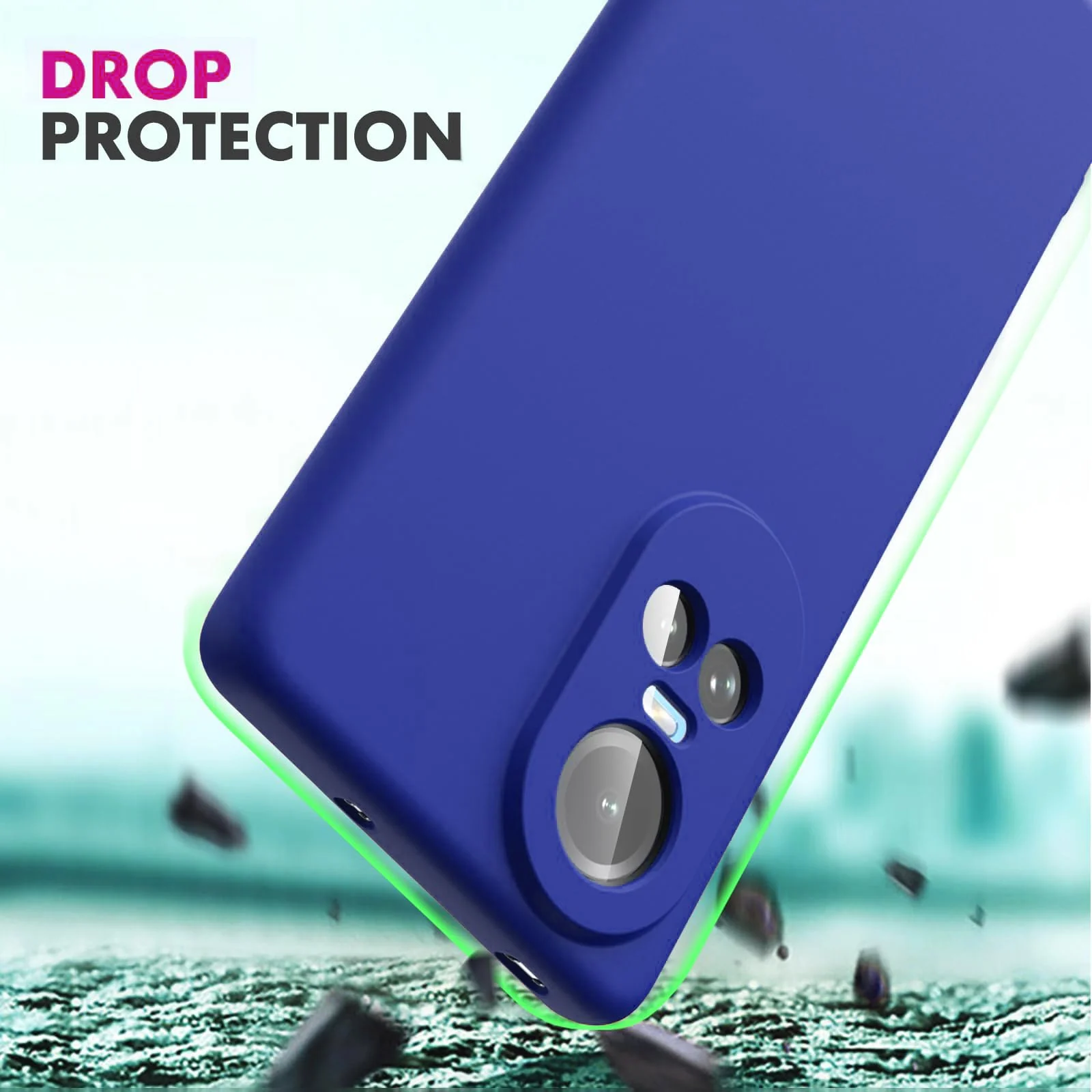 DL3 Mobilak Liquid Silicone Protective Case with Soft Microfiber Lining with Full Camera Protection for OPPO Reno 10 5G / OPPO Reno 10 Pro 5G - Pepsi