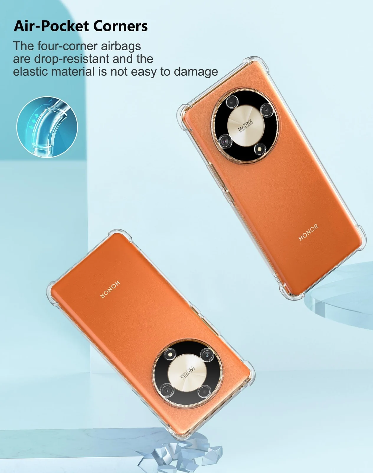 DL3 Mobilak Case For Honor X9a 5G / Honor Magic 5 Lite, Cover Silicone Transparent TPU Gorilla Anti-shock Protector Camera Shockproof Corners - Clear