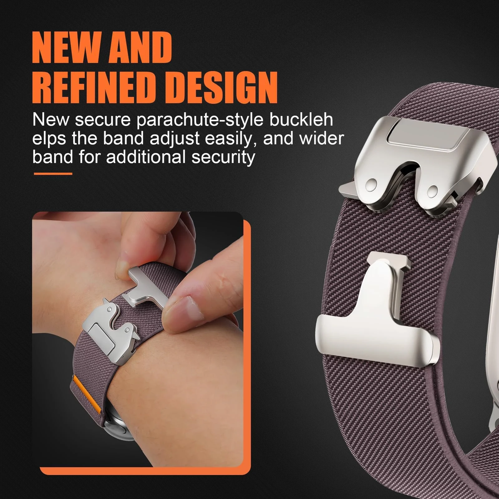 DL3 Mobilak Stretchy Nylon Strap for Apple Watch Ultra 3 2 1 Strap 49mm 46mm 45mm 44mm 42mm iWatch Straps for Men Women, Parachute Clasp Elastic Sport Band for Apple Watch Series 11 10 9 8 7 6 5 4 3 SE/2 - Smoke Purple