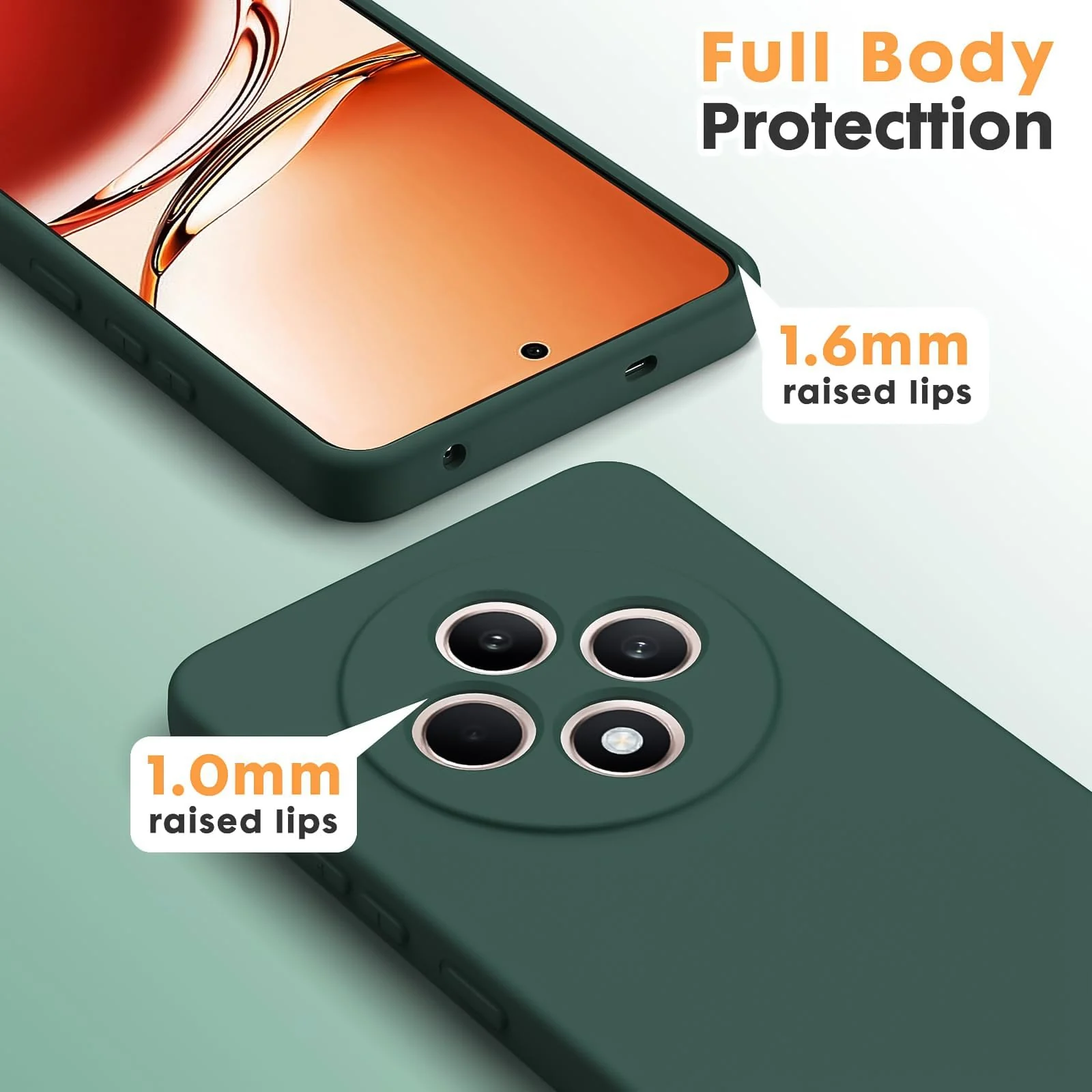 DL3 Mobilak Liquid Silicone Protective Case for OPPO Reno 12F with Camera Protection and Microfiber Lining - Green