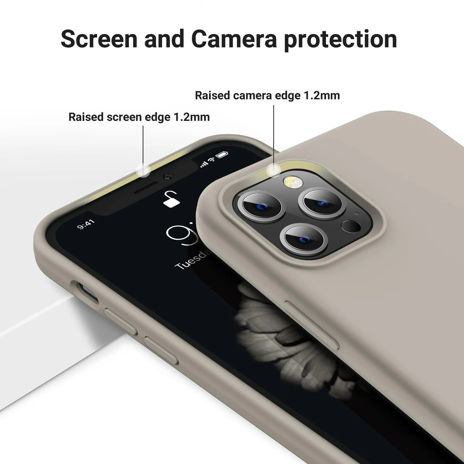 DL3 Mobilak Liquid Silicone Protective Case for iPhone 15 with Camera Protection and Microfiber Lining - Off White 2