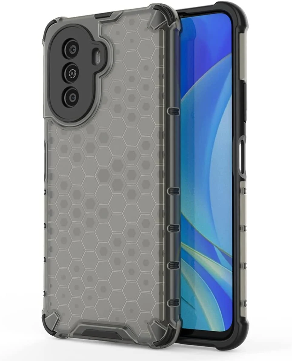 DL3 Mobilak Honeycomb Protective Case for Huawei Nova Y70 / Nova Y70 Plus, Shock-absorbing protection, Transparent design, Slim, lightweight profile - Black