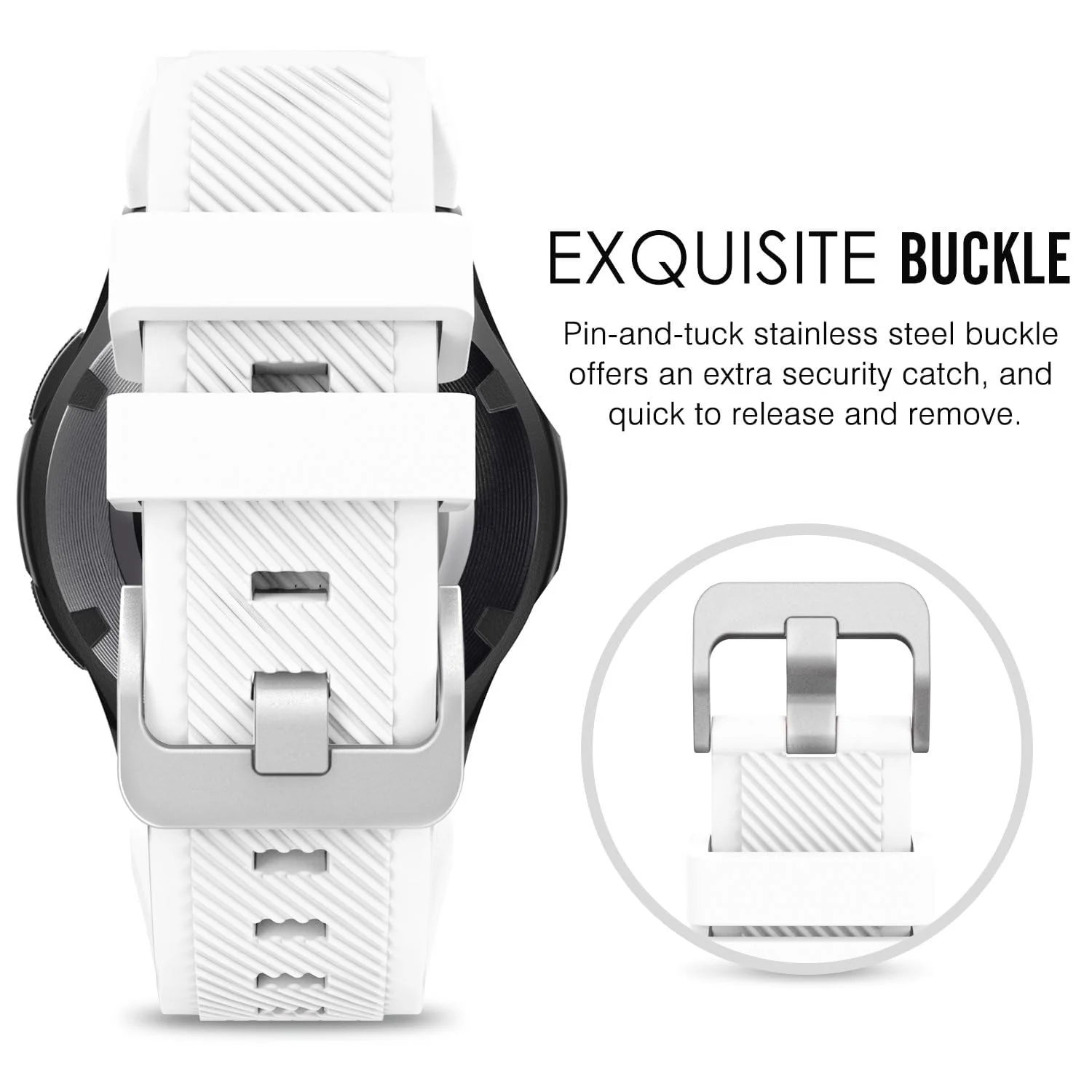 DL3 Mobilak Sport Silicone Band 20MM Strap For Samsung Gear Sport/Watch 6/5/4/5 Pro 45mm/S2 classic/active 2 40mm 44mm/Amazfit GTS/2/2e/GTS3/3 Pro/2 Mini/3 Mini/Bip 3/Bip 3 Pro - White