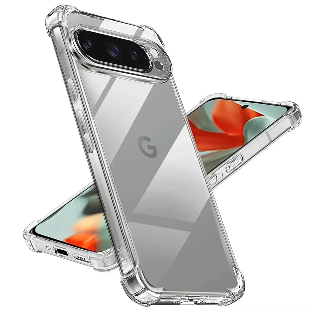 DL3 Mobilak Case Compatible with Google Pixel 9 Pro XL, Cover SiliconeTransparent TPU Gorilla Anti-shock Protector Camera Shockproof Corners - Clear