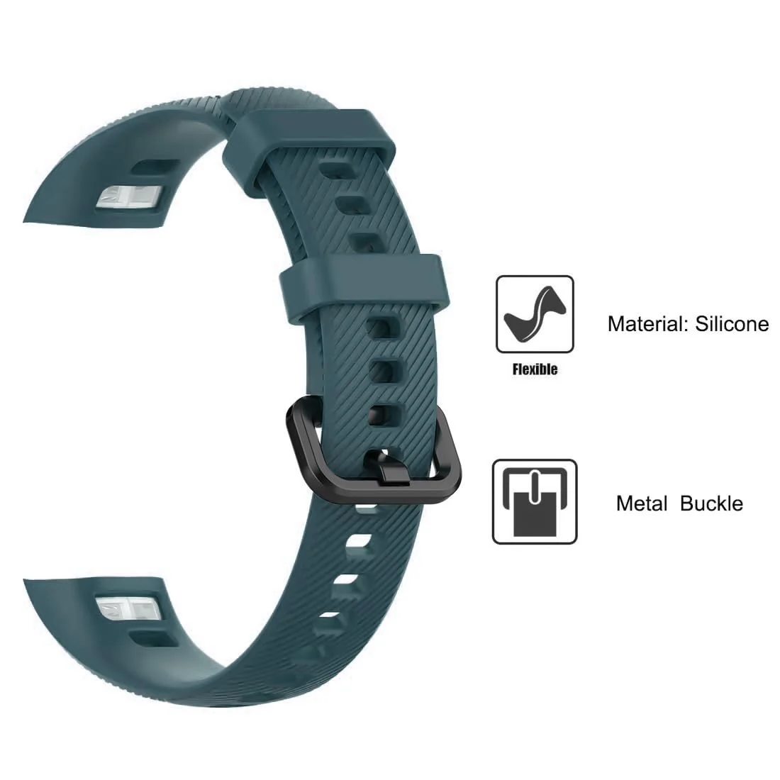DL3 Mobilak Compatible for Honor Band 5/Honor Band 4 Strap, Soft Silicone Sport Wristband Adjustable Accessory Bracelet Replacement Band for Honor Band 5/Band 4 - Dark Green