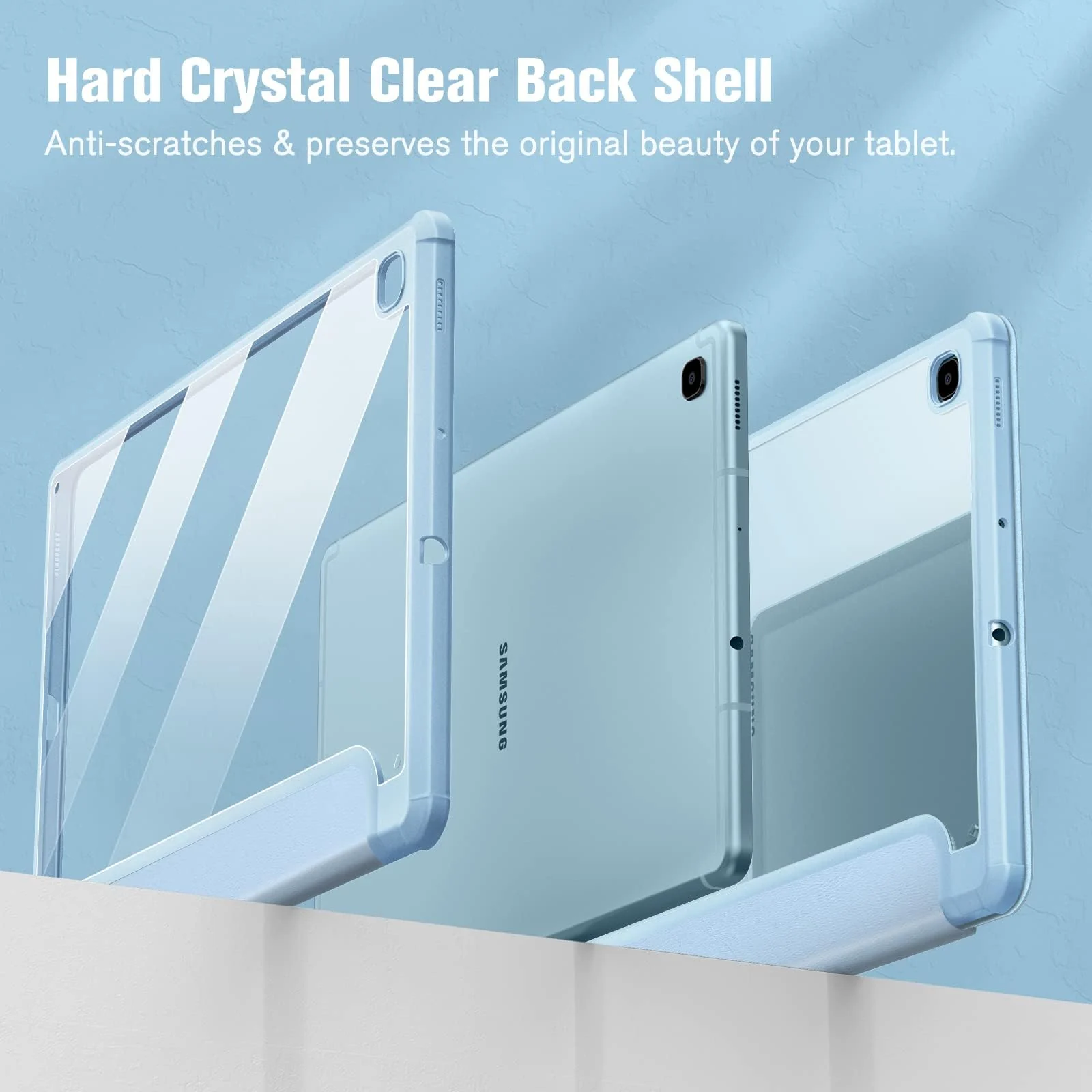 DL3 Mobilak Hybrid Slim Case for Samsung Galaxy Tab S6 Lite 10.4'' 2020 Model SM-P610 (Wi-Fi) SM-P615 (LTE) with S Pen Holder, Cover with Clear Transparent Back Shell, Auto Wake/Sleep - Sky Blue