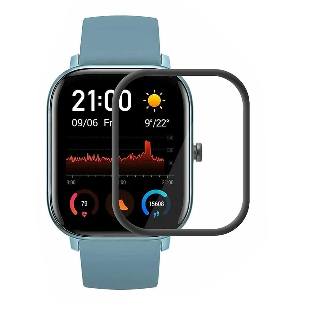 DL3 Mobilak Screen Protector For Amazfit GTS 4 / Amazfit GTS 3, 3D Curved Soft Edge Protective Film [Anti-Scratch] [Bubble Free] [Ultra Shatterproof] [High Sensitive] (Not Glass) - Black