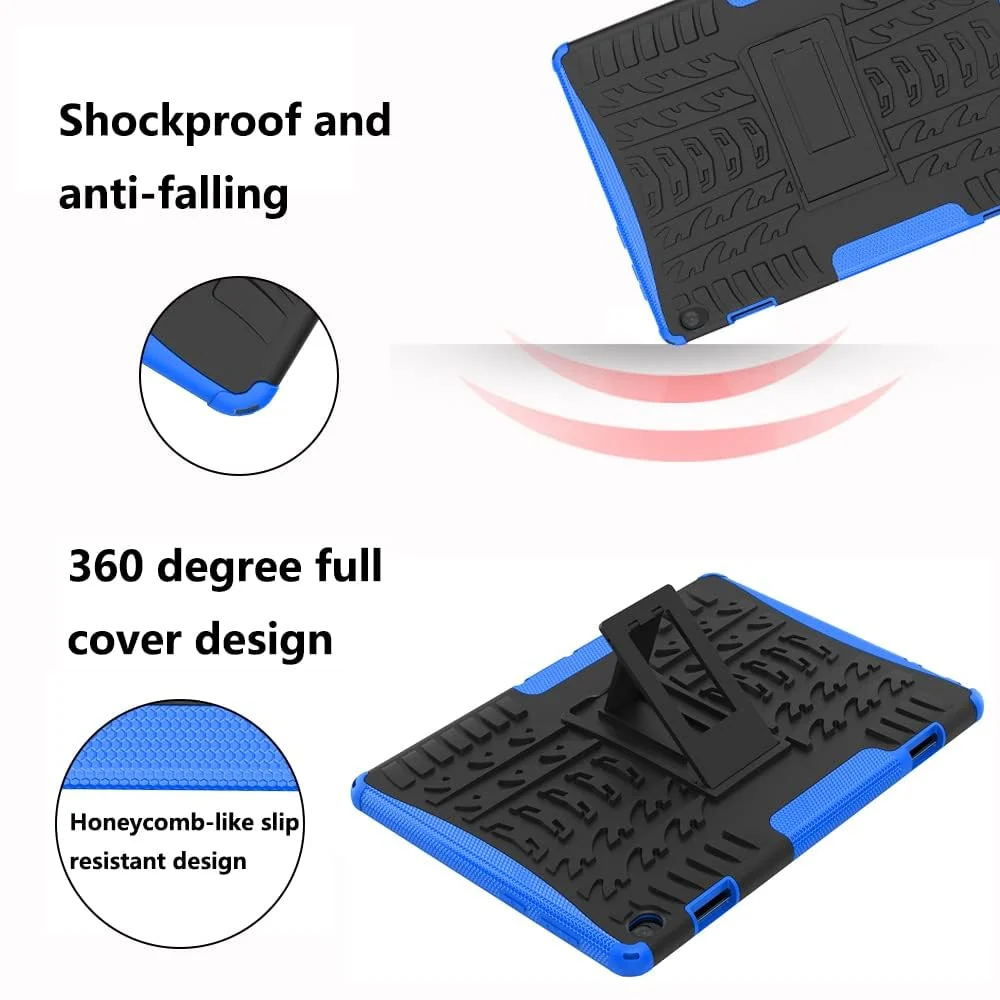 DL3 Mobilak Case For Lenovo Tab M10 HD TB-X505 / TB-X605 10.1-inch tablet, Hybrid Rugged Armor Heavy Duty 2 in 1 TPU + PC Combo Dual Layer Shockproof Case with Kickstand - Blue