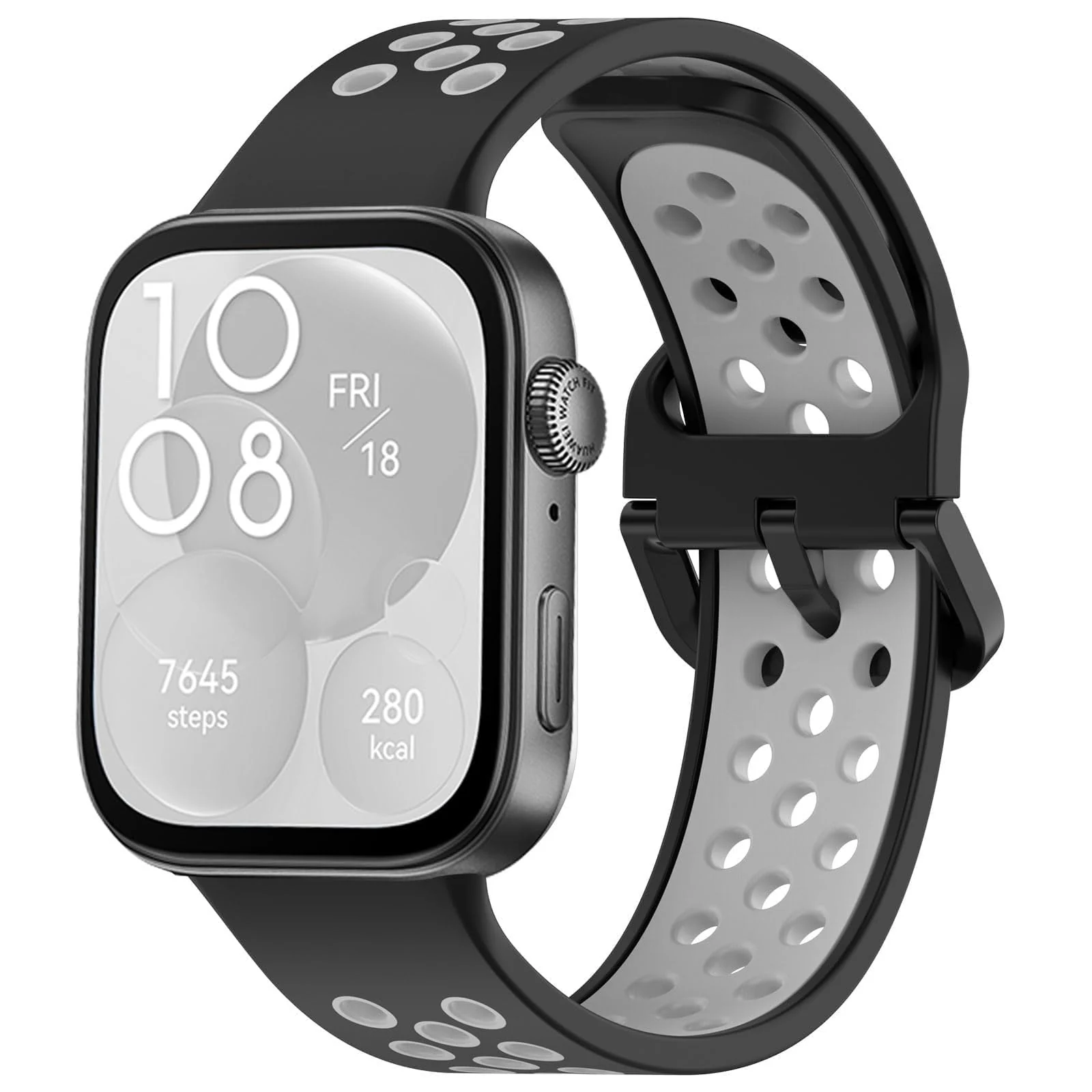 DL3 Mobilak Silicone Strap for Huawei Watch Fit 3, [Breathable] Soft Silicone Sport Wristband Bracelet Replacement Strap, Two-tone Strap, Adjustable Design, for Huawei Watch Fit3 - Black Gray