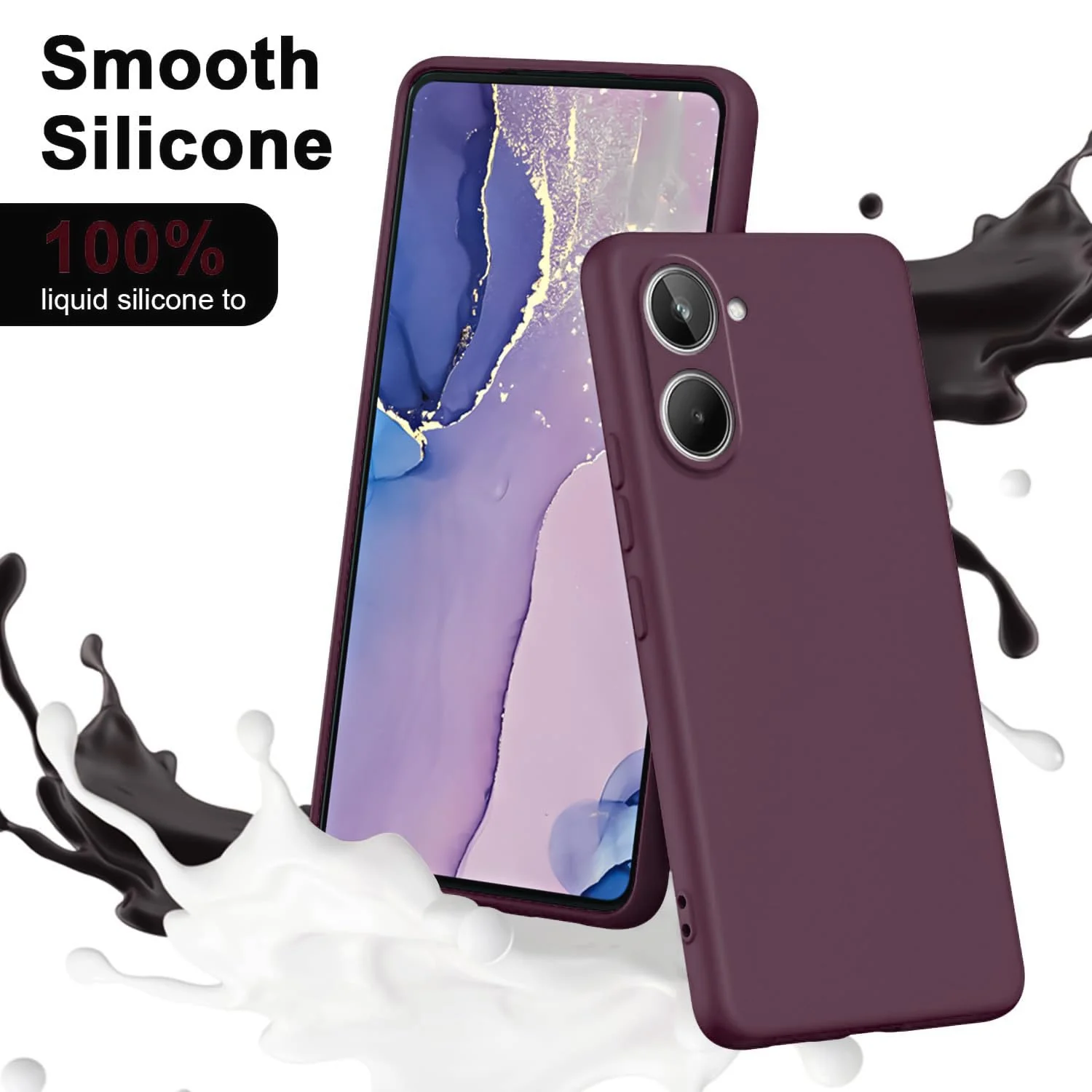 DL3 Mobilak Liquid Silicone Protective Case for realme 10 4G with Microfiber Lining and Shockproof Design - Wine Red