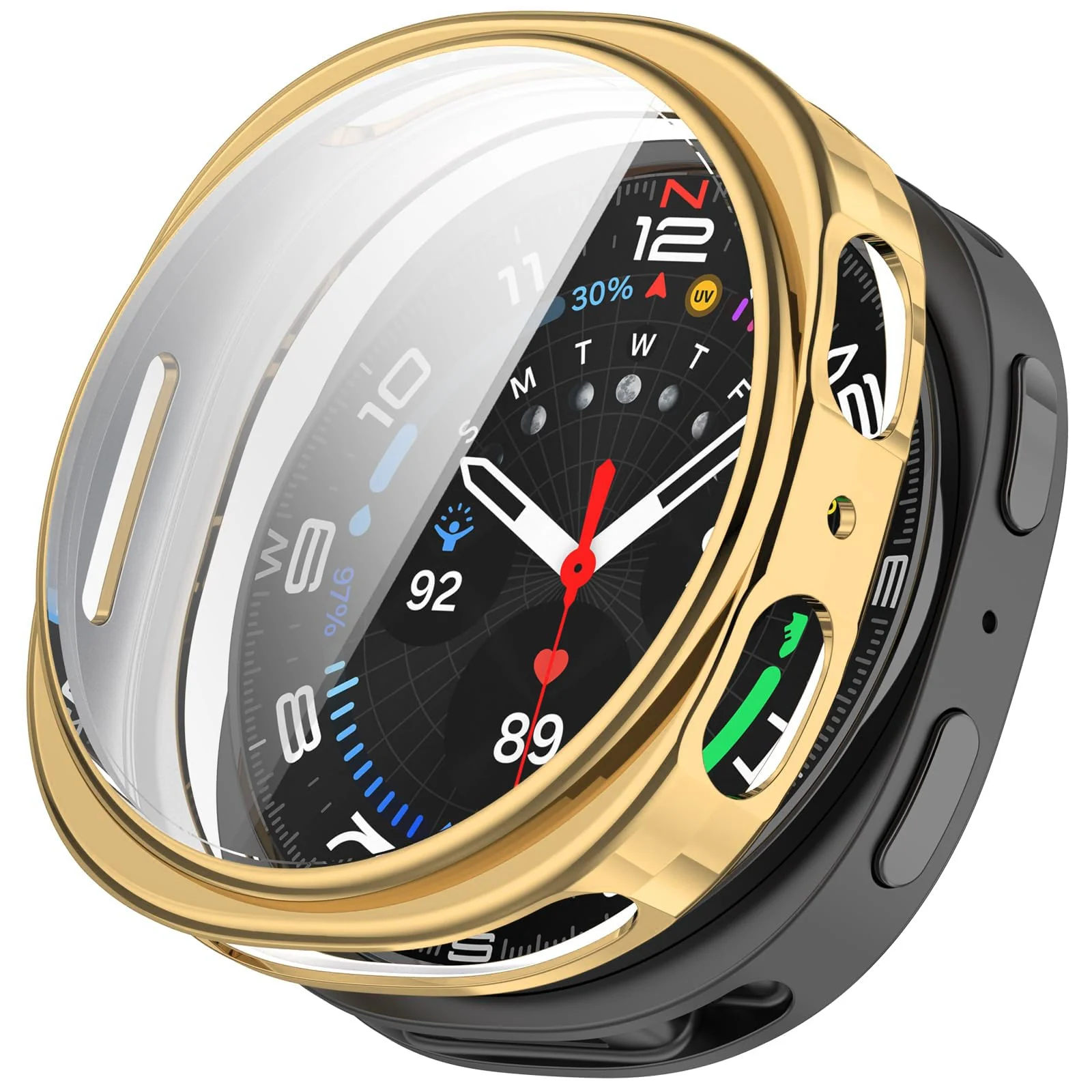 DL3 Mobilak Case Compatible with Samsung Galaxy Watch 8 44mm Case All-Around with Built-in Screen Protector Watch Soft TPU Shockproof Cover Slim Guard Thin Bumper Shell Protector - Gold