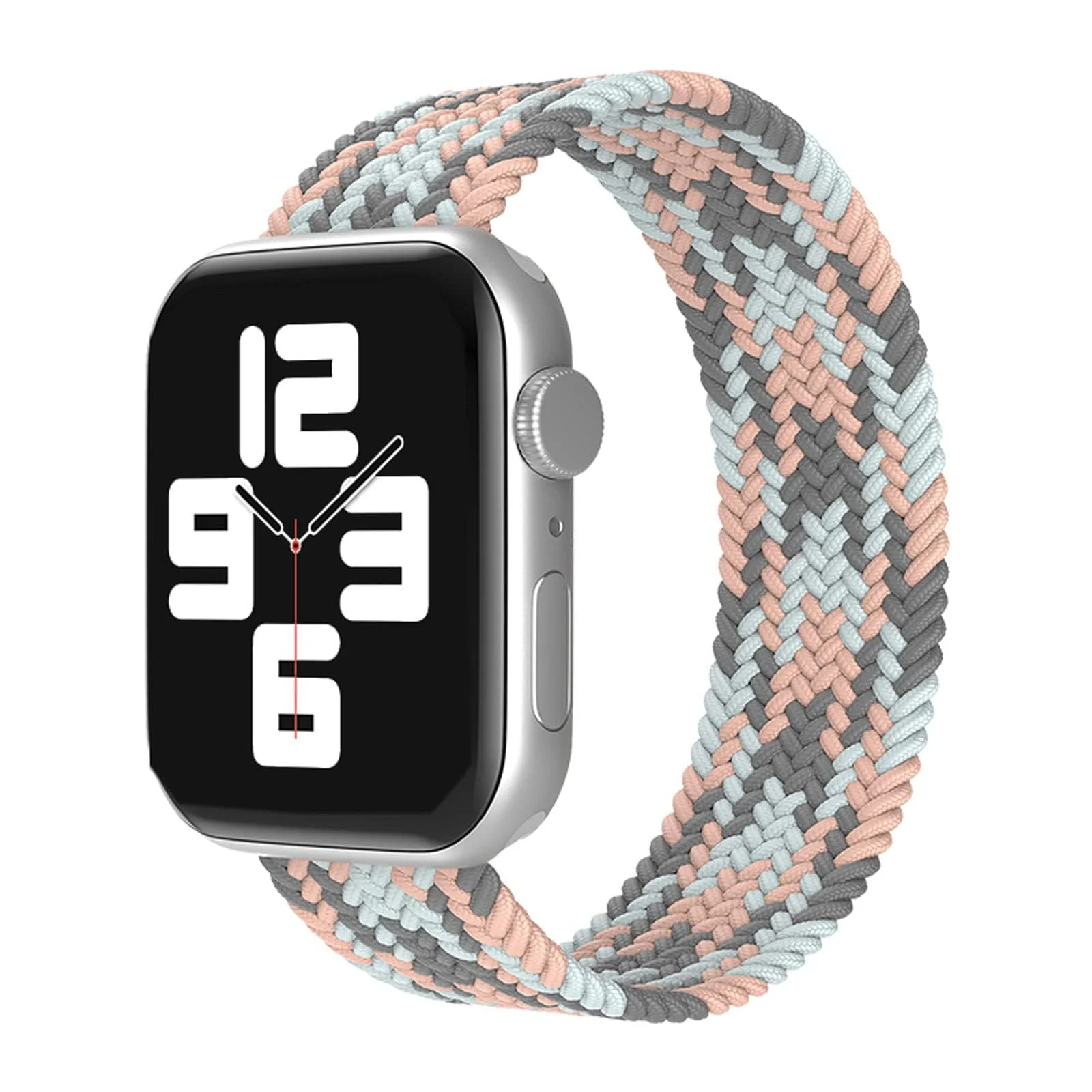 Small — DL3 Mobilak Braided Solo Loop Band For Apple Watch Band 49mm 45mm 44mm 42mm, Replacement Wristband Nylon Strap for iWatch Series SE 9/8/7/6/5/4/3/2/1/Ultra/Ultra 2 (Small) - Pink Gray