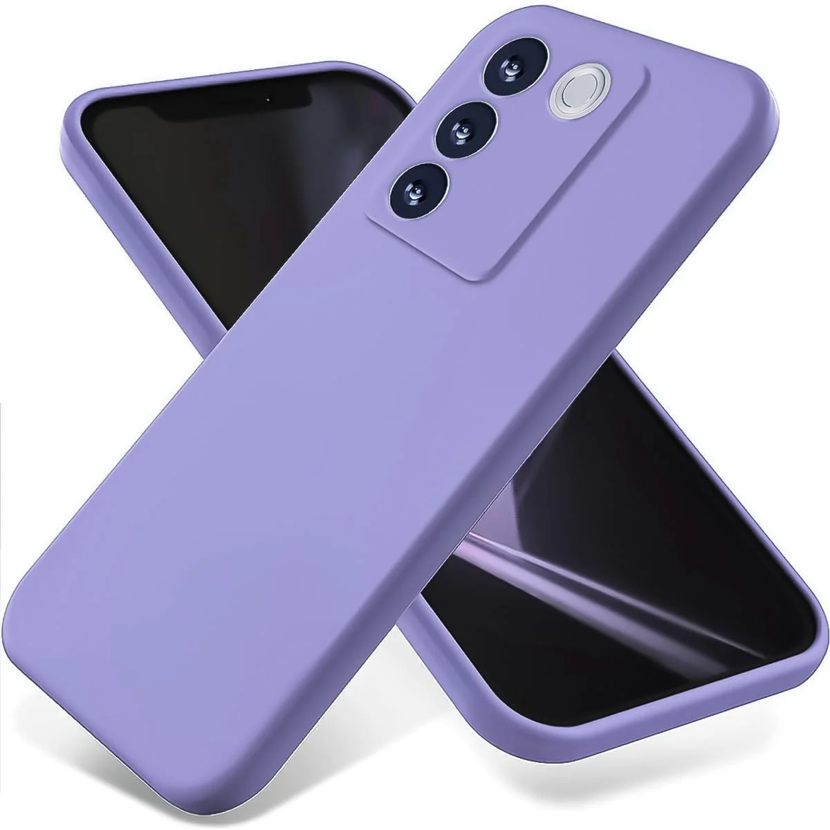 DL3 Mobilak Liquid Silicone Protective Case for vivo V27e / vivo S16e with Microfiber Lining and Shockproof Design - Purple