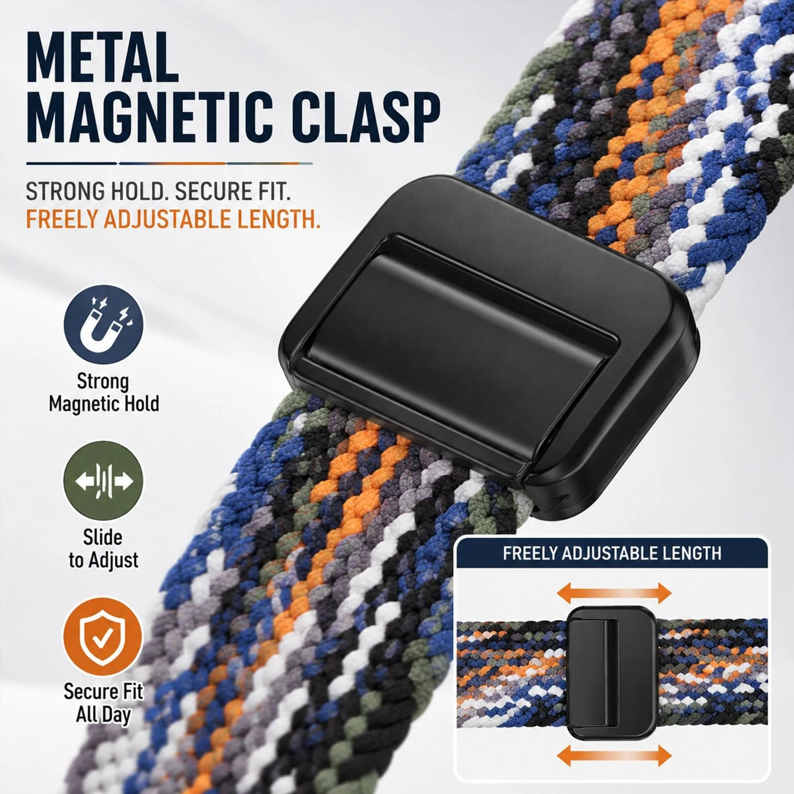 DL3 Mobilak 22mm Magnetic Band for Redmi Watch 5 Active/5 Lite/Samsung Galaxy Watch 3 45mm/Watch 46mm/Gear S3/Huawei watch GT6 GT5 46MM/GT2E/GT6 Pro/GT 5 Pro/Amazfit GTR 4/3, Stretchy Braided Nylon Sport Strap - Charcoal
