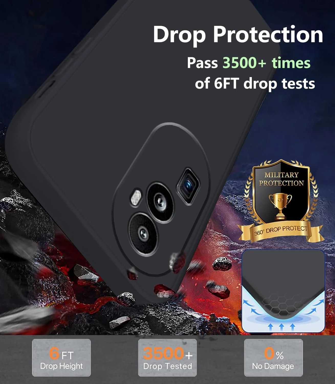 DL3 Mobilak Liquid Silicone Protective Case for OPPO Reno 10 Pro+ Plus 5G with Microfiber Lining and Shockproof Design - Black