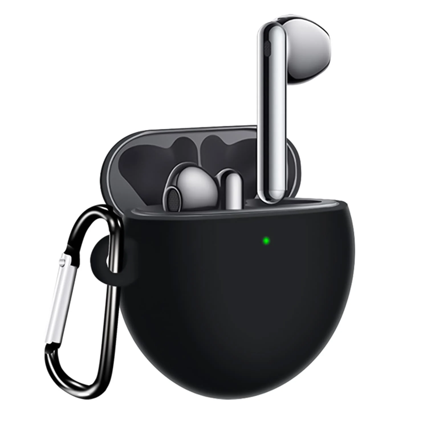 DL3 Mobilak Silicone Earbuds Case for Huawei Freebuds 4 / FreeBuds 4E, Shock-absorbing protection, Includes a carabiner - Black